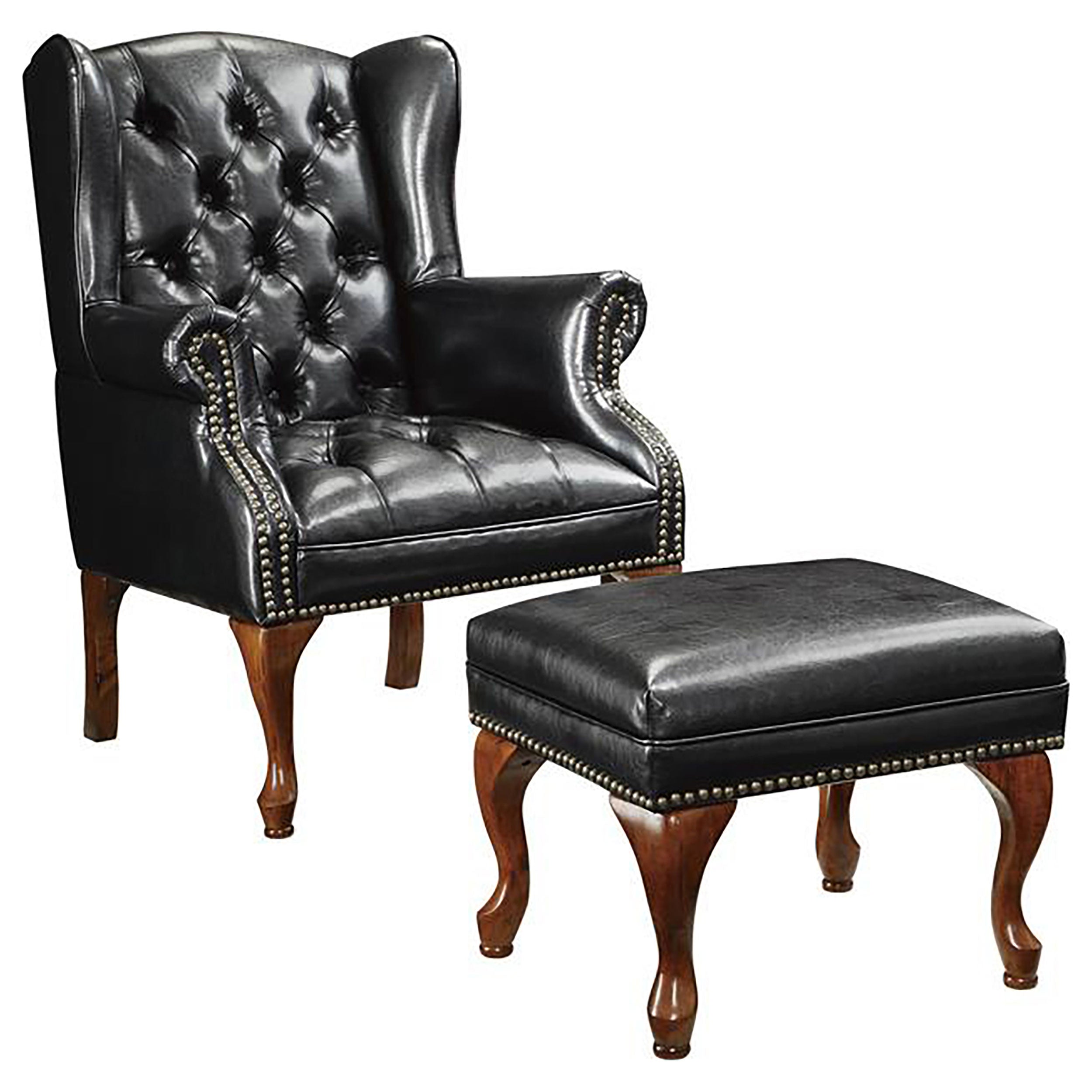 Roberts Upholstered Wingback Chair and Ottoman Set Black-CoasterElevations