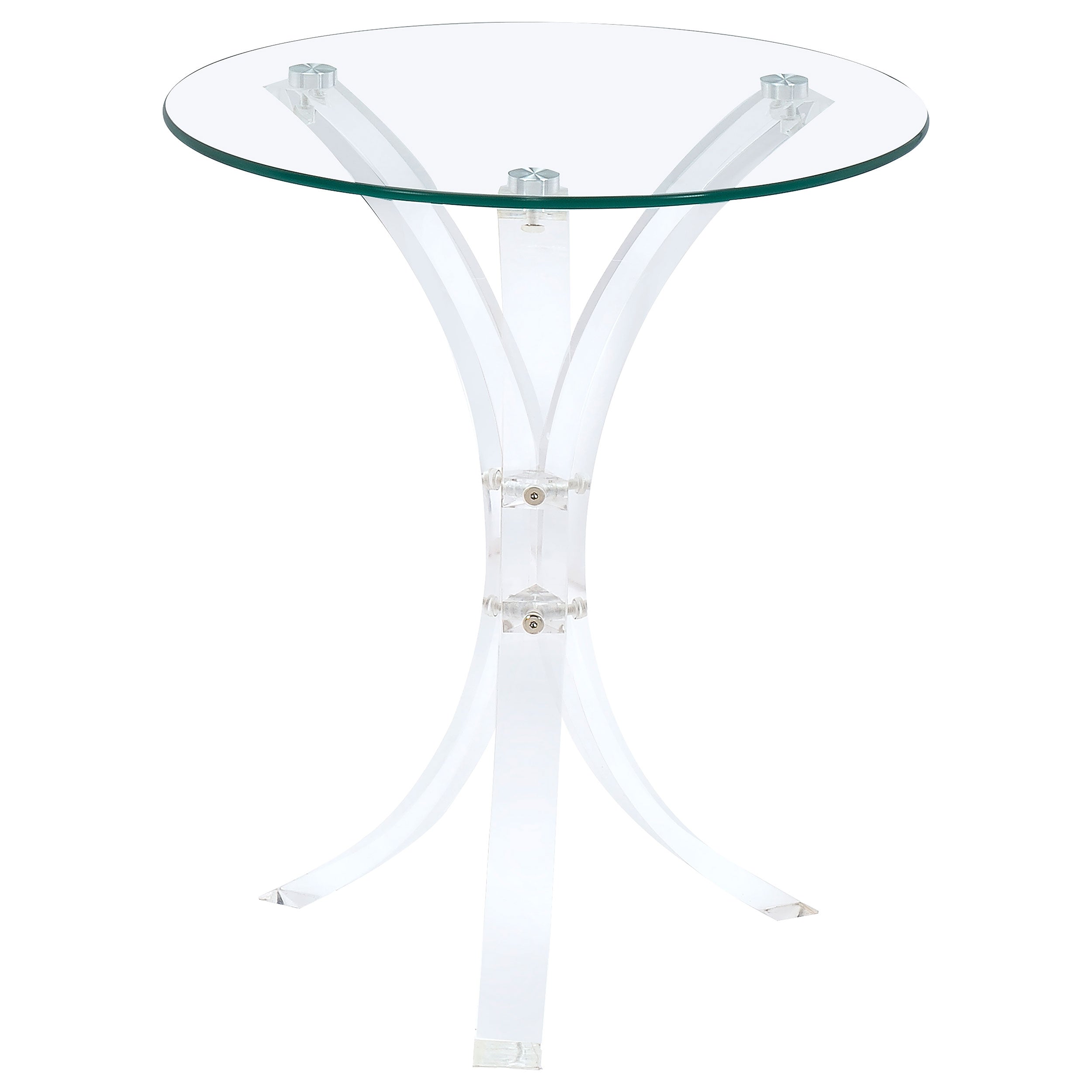 Laning Round Glass Top Acrylic Side Table Clear-CoasterEveryday
