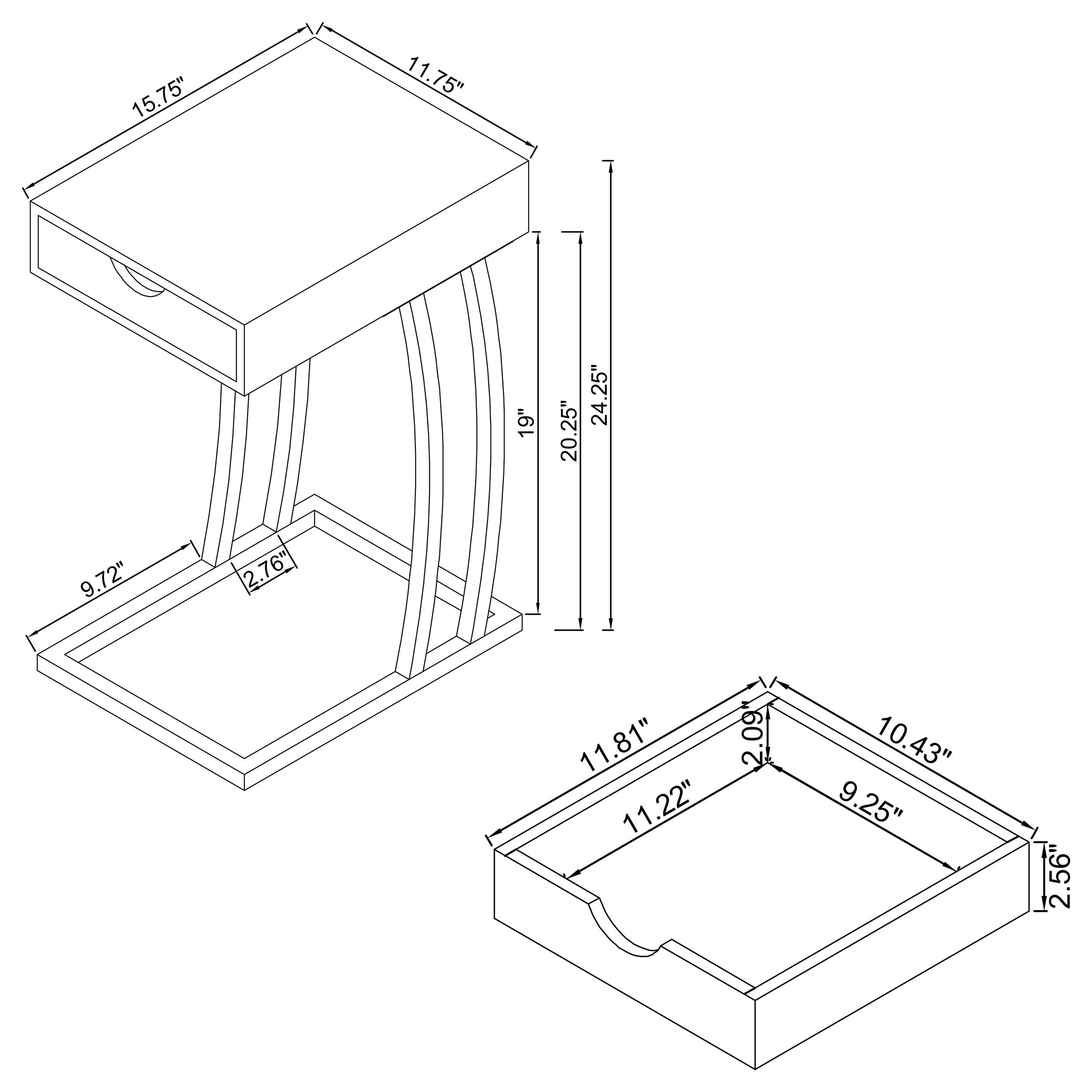 Troy 1-drawer C-Shaped Side Table Power Outlet Cappuccino-CoasterEssence