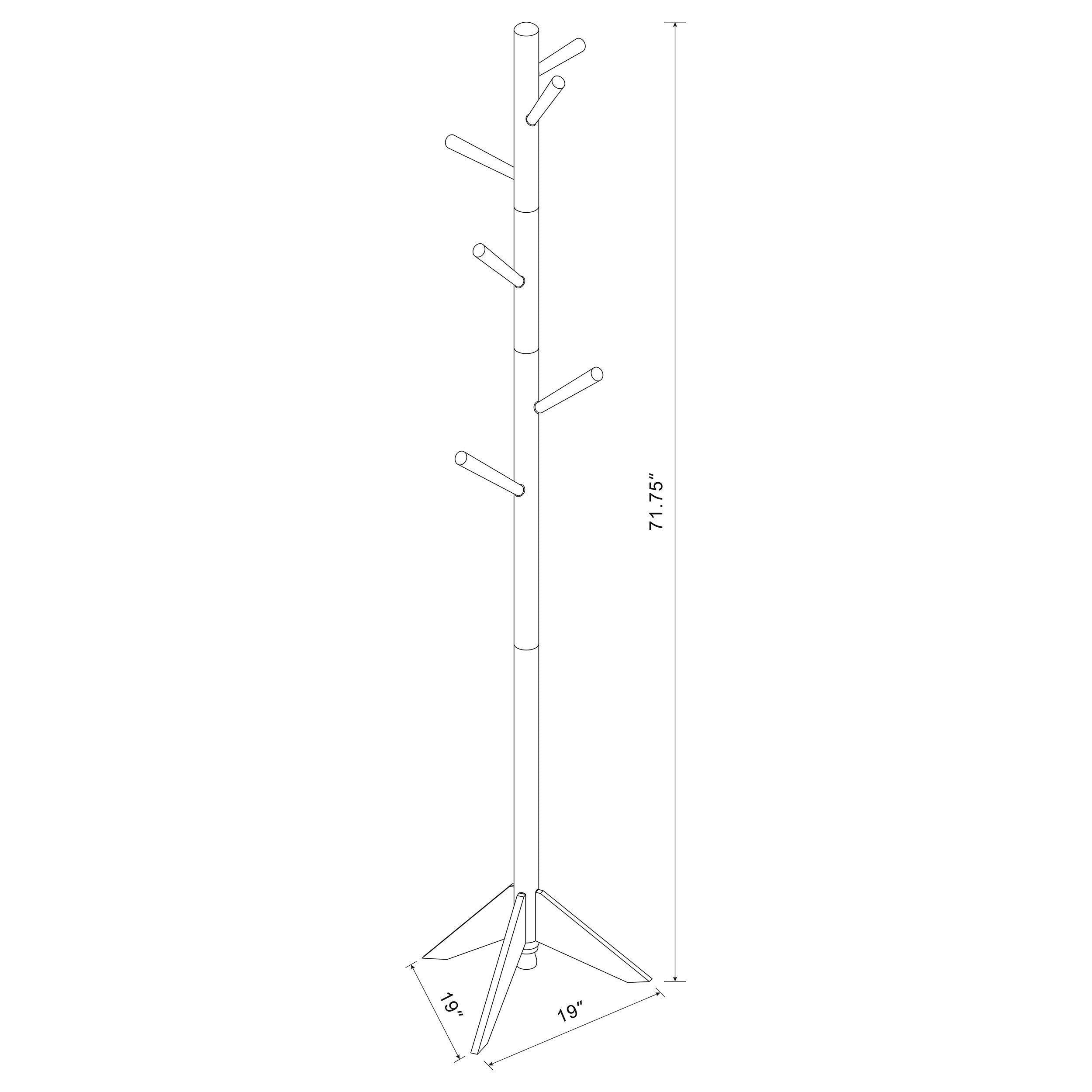 Devlin 6 Hook Freestanding Wood Coat Rack Hat Hanger Walnut-CoasterEveryday