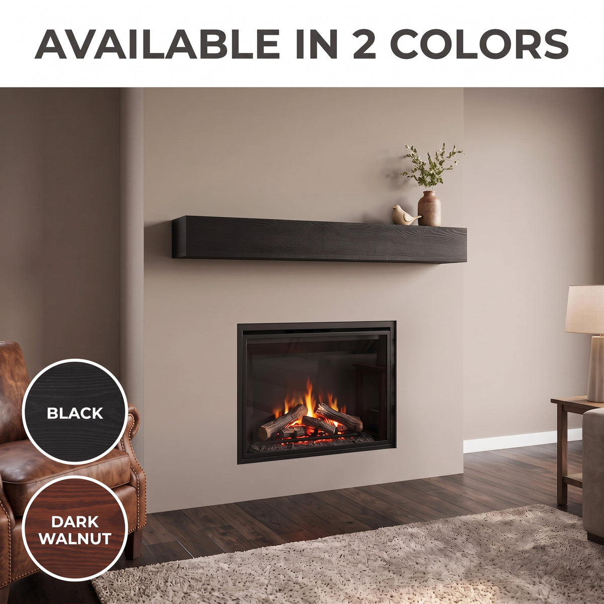 60'' Fireplace Mantel Pine Wood Wall-Mounted Shelf