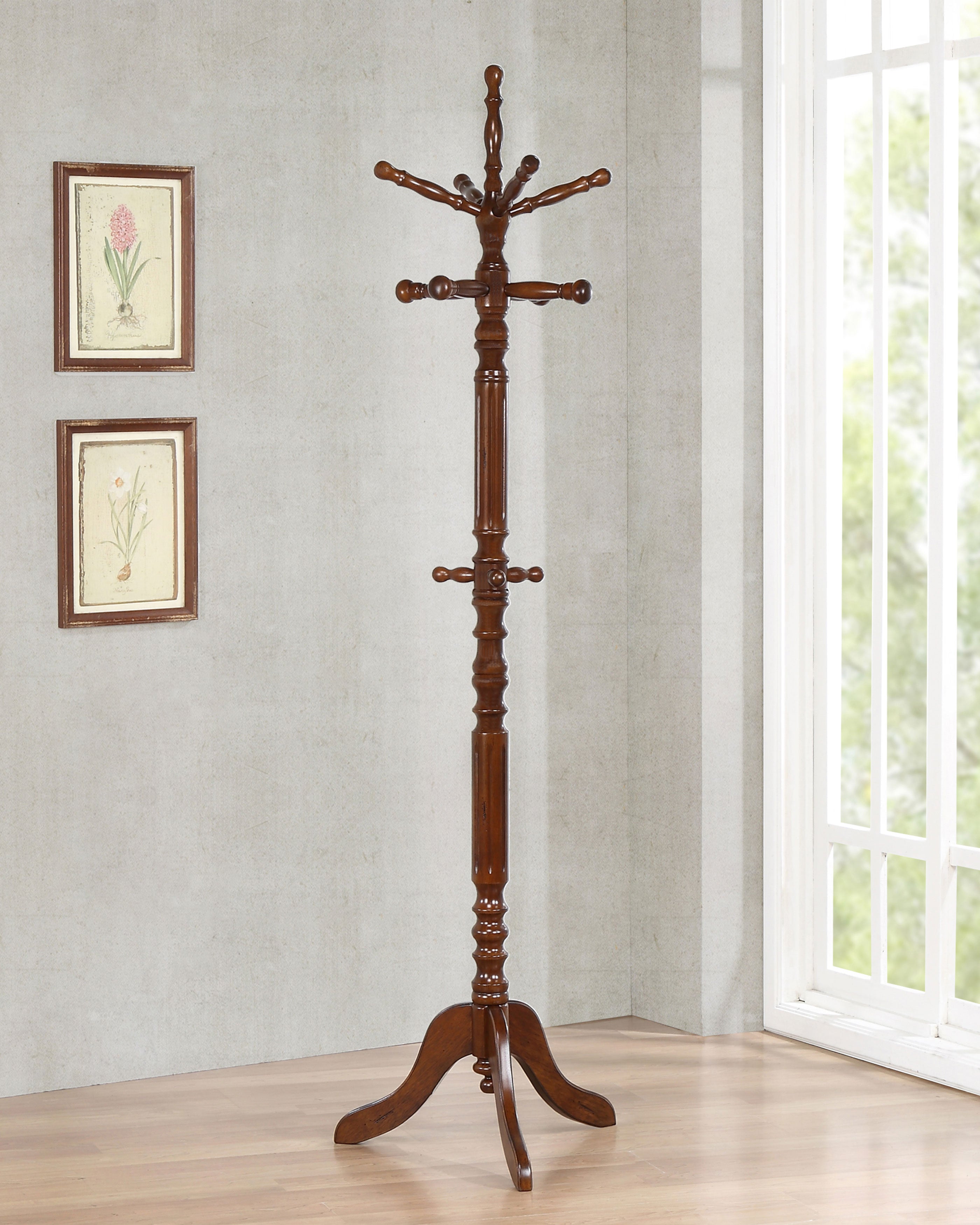 Achelle 11 Hook Freestanding Coat Rack Hat Hanger Tobacco-CoasterEveryday
