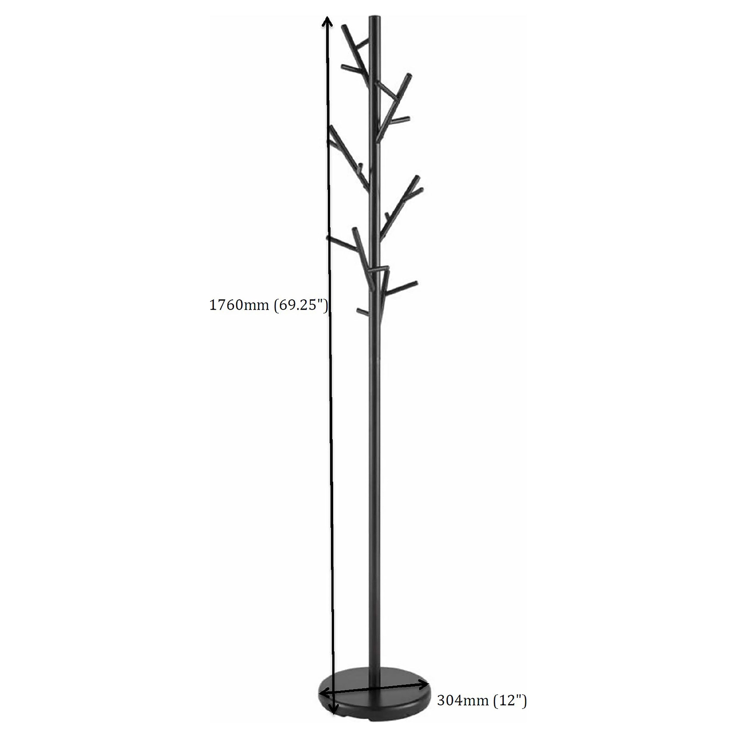 Clover 18 Hook Freestanding Metal Coat Rack Hat Hanger Black-CoasterEveryday