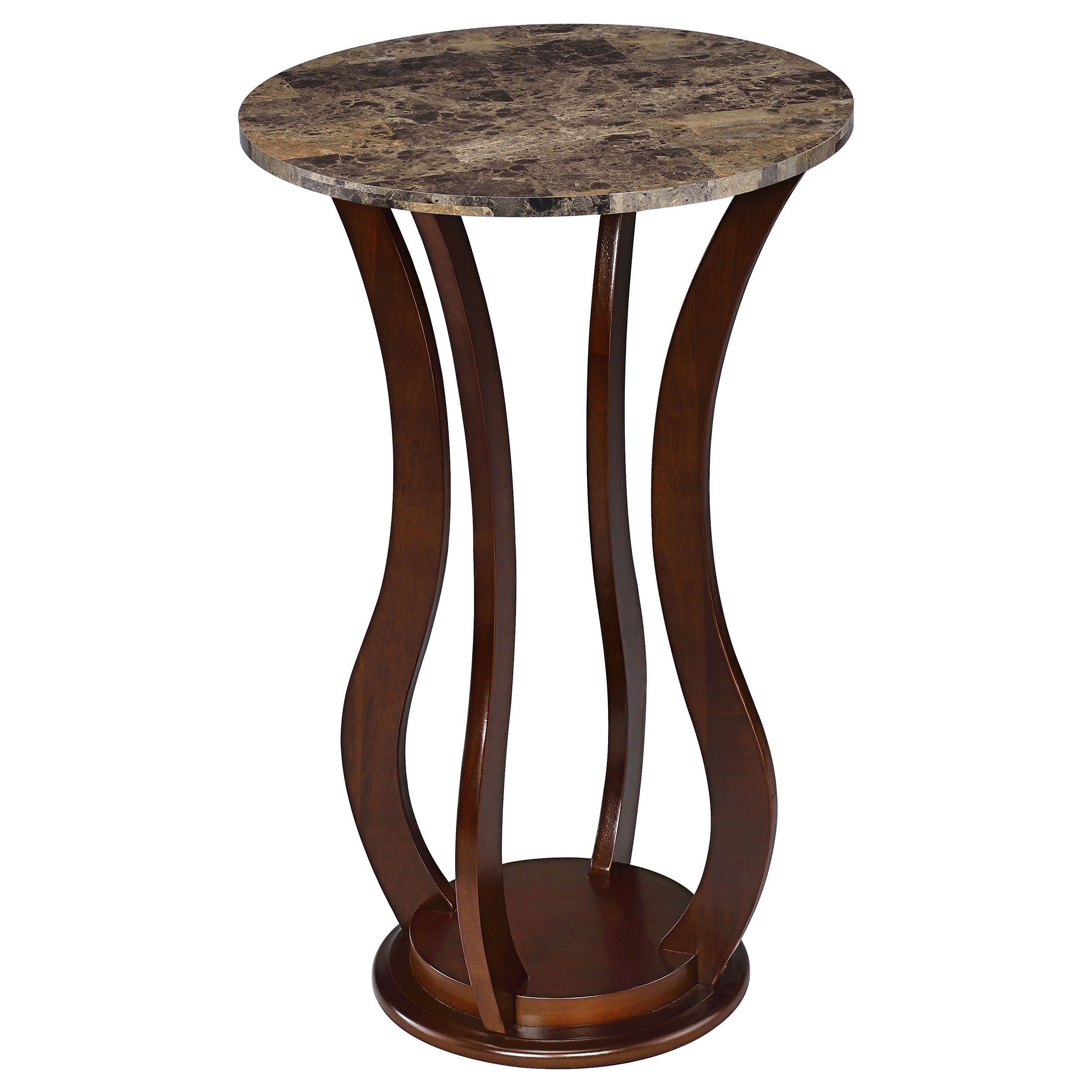 Elton Round Faux Marble Top Plant Stand Brown-CoasterEveryday