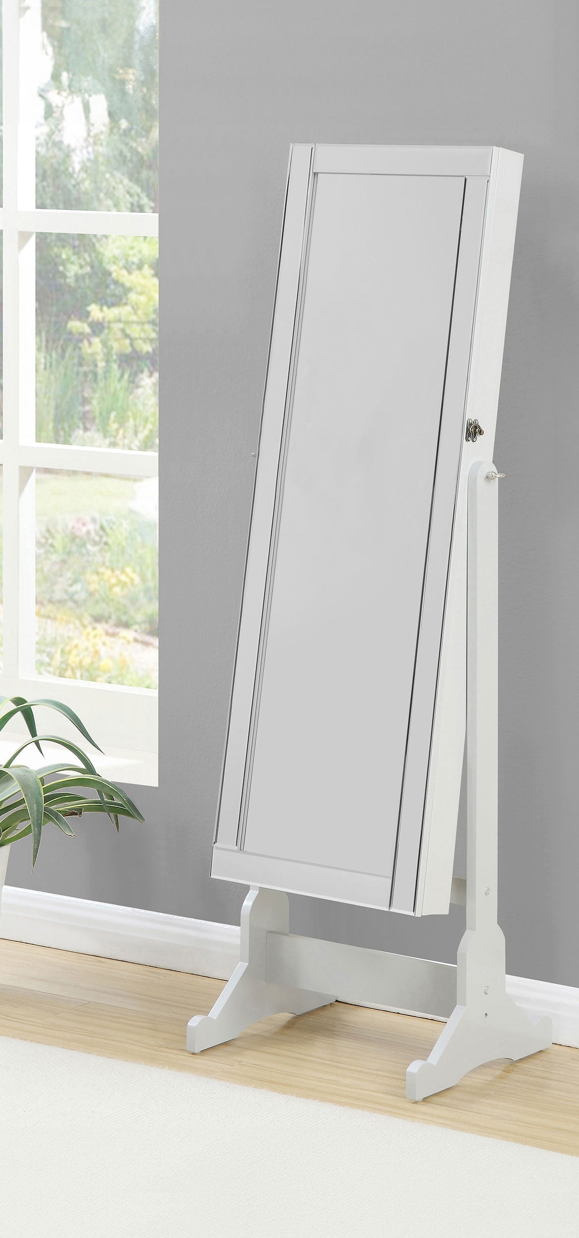Yvonne Cheval Mirror with Jewelry Storage Dove Grey-CoasterEssence