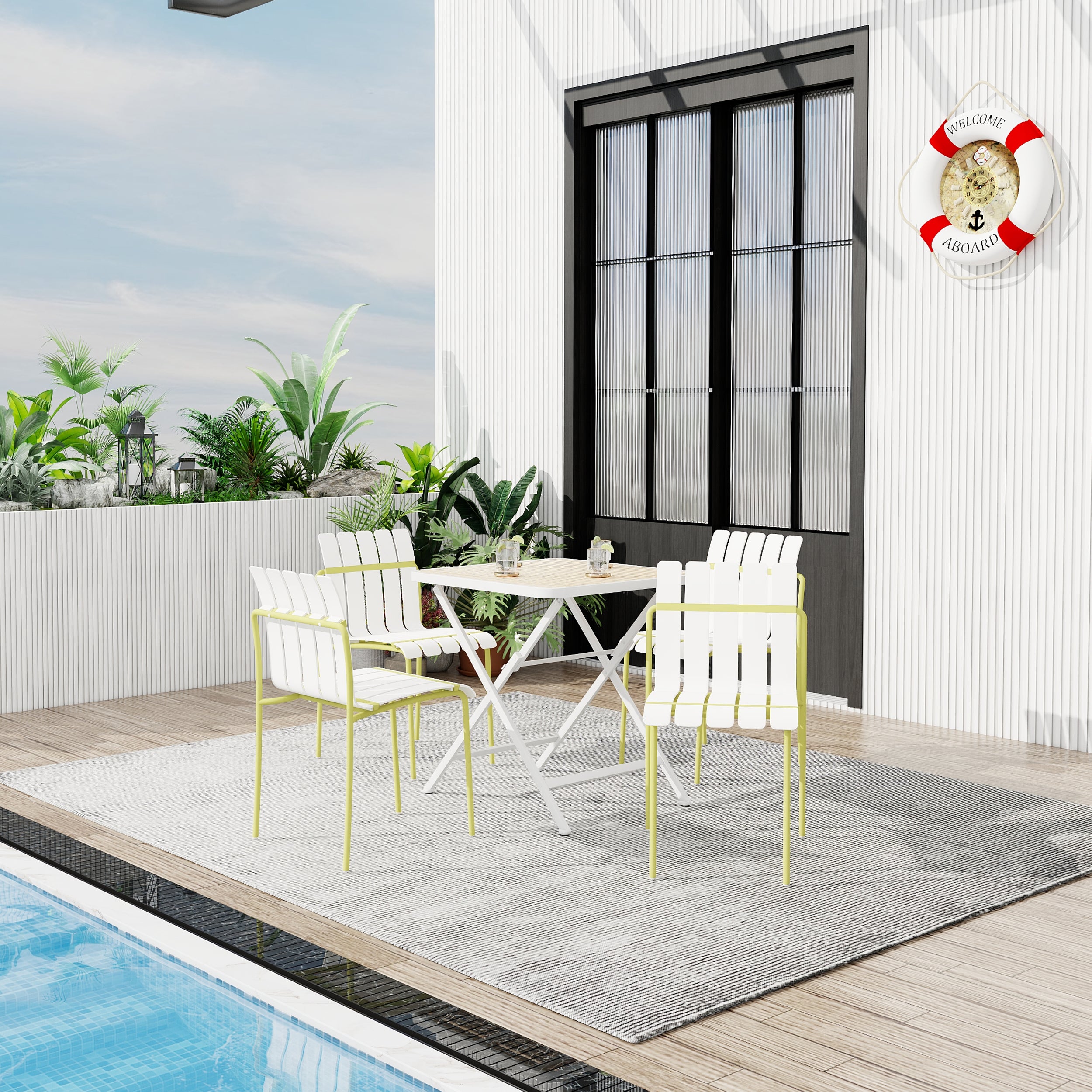 Summer 4-Pack Modern Striped Color Block Chairs Set