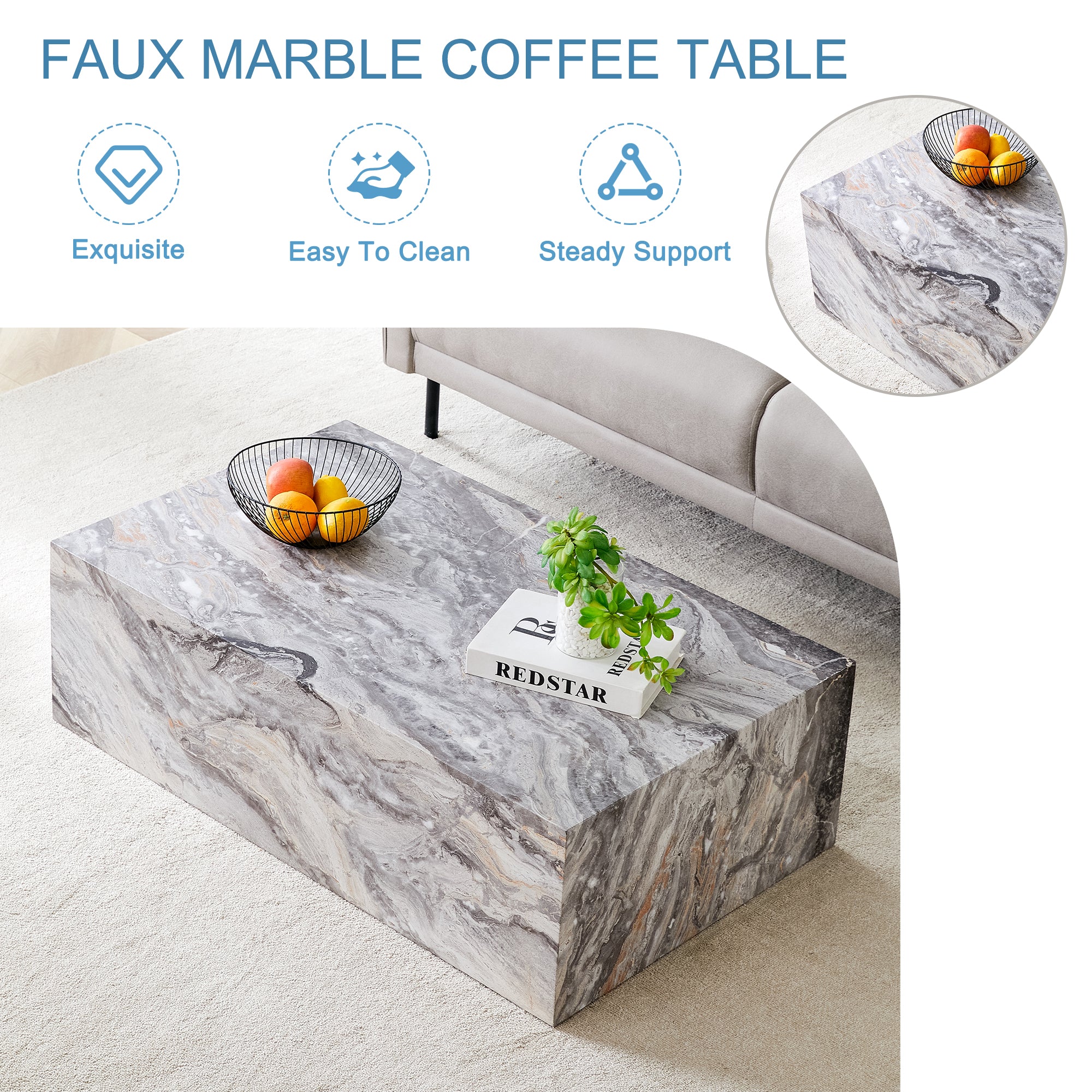 Grey Stone Pattern Coffee Table