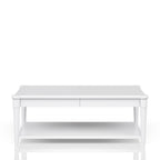 White Finished Cocktail Table With Two Storage Drawers and Casters