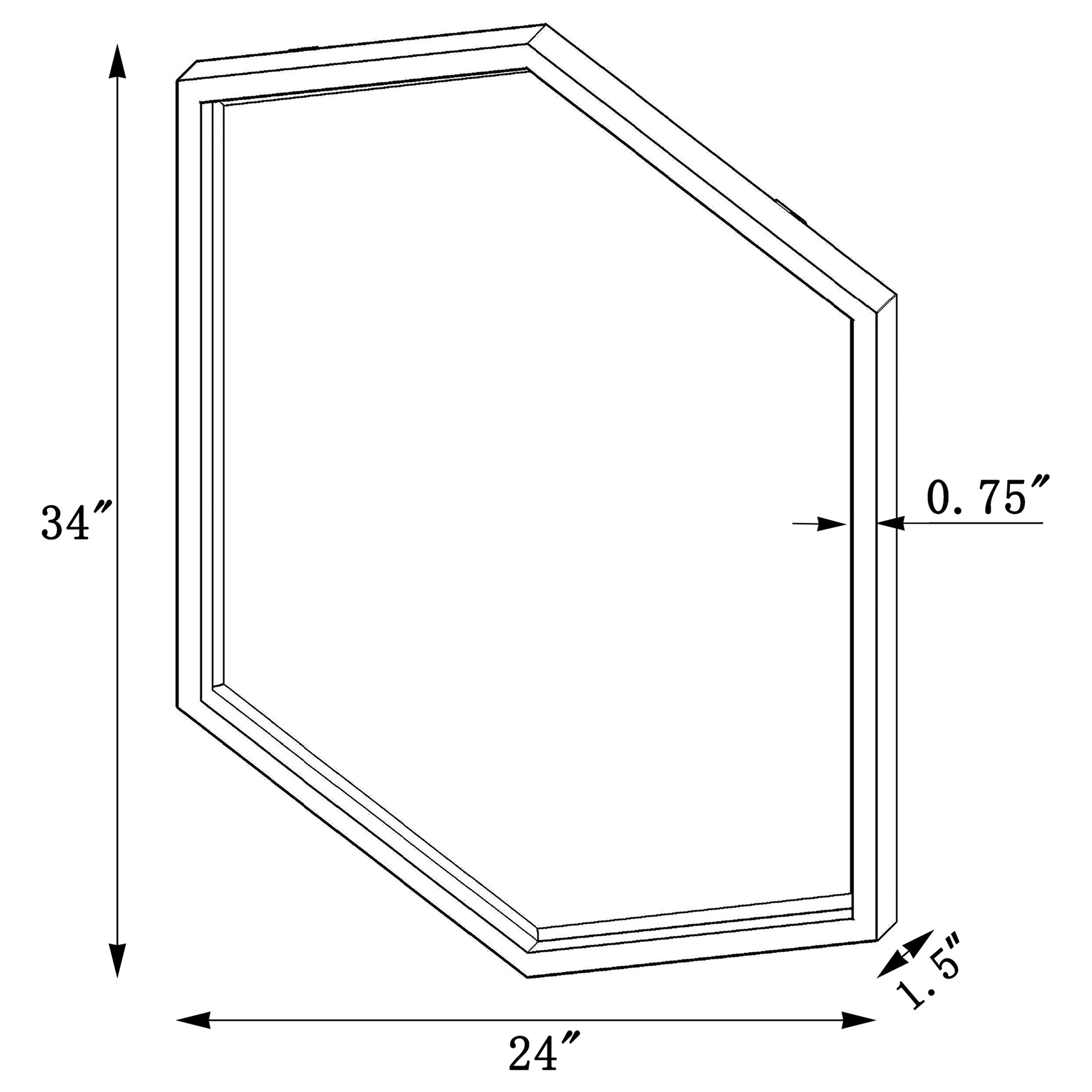 Bledel 24 x 34 Inch Hexagonal Wall Mirror Gold-CoasterEveryday
