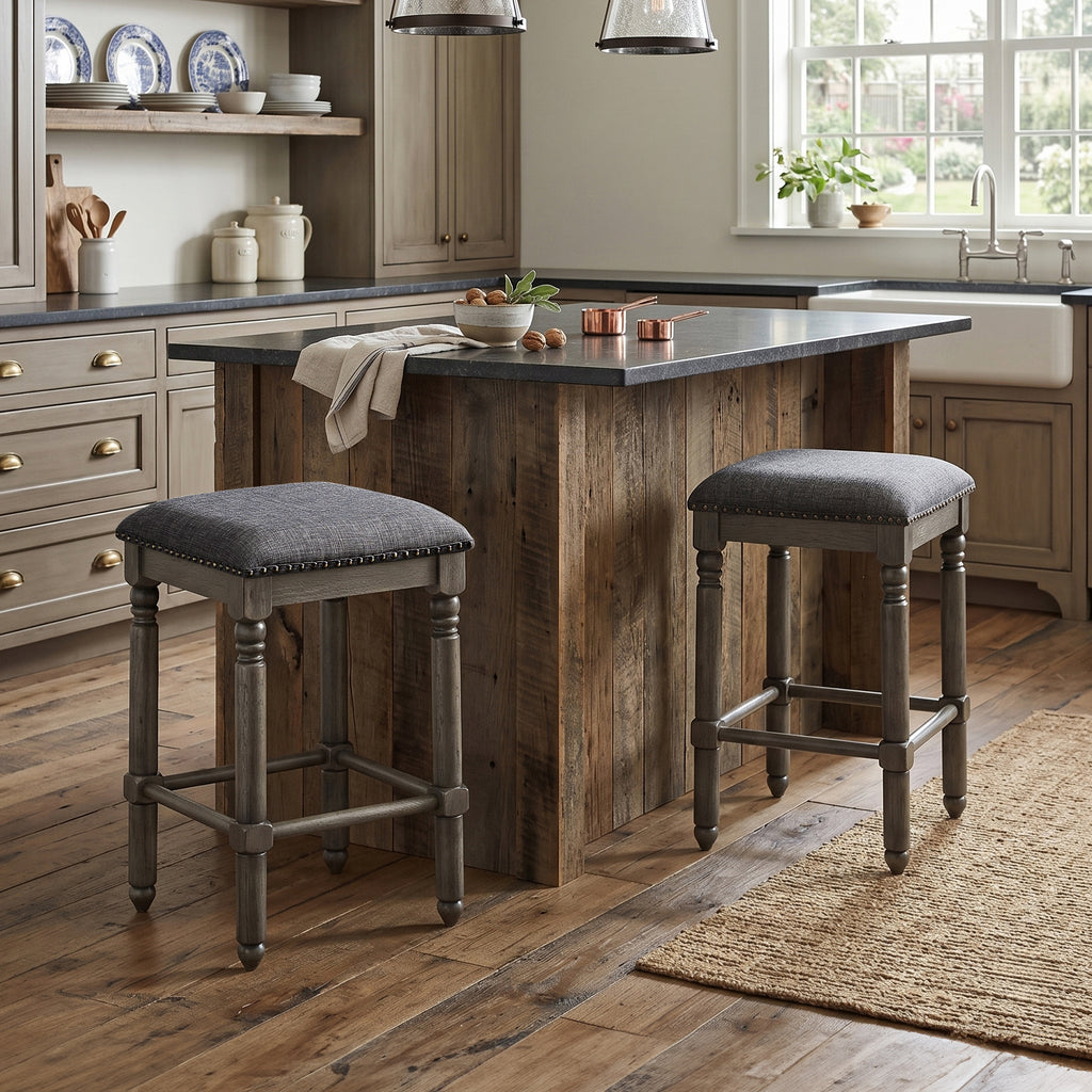 Arnhem Wood Upholstered Swivel Counter Height Stool, Set of 2