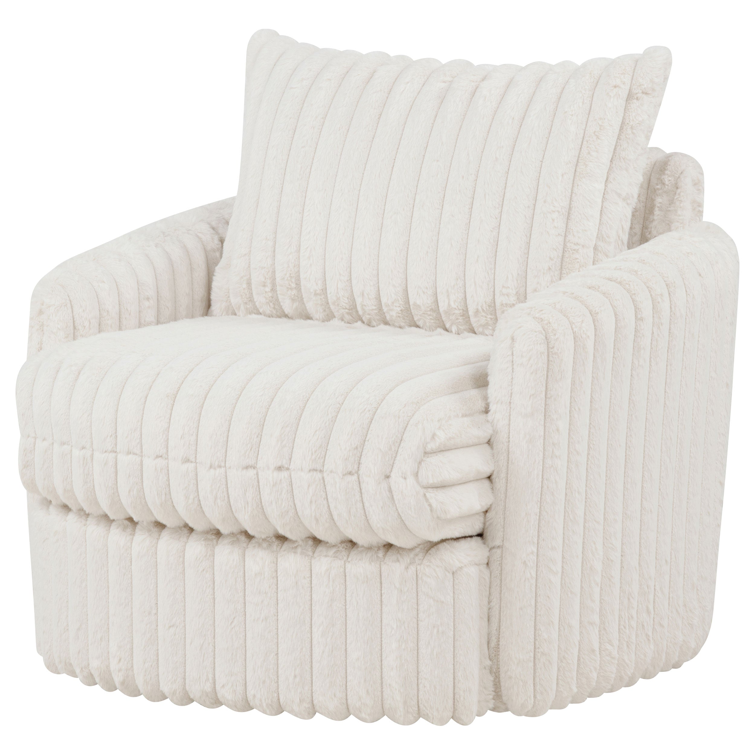 Sarco Corduroy Upholstered Swivel Accent Arm Chair Ivory-