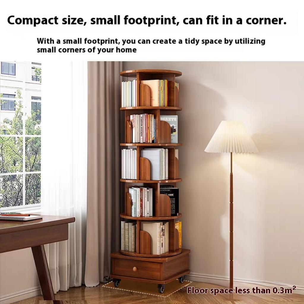 Upgraded Rotating Bookshelf - 360° Display Corner Rack
