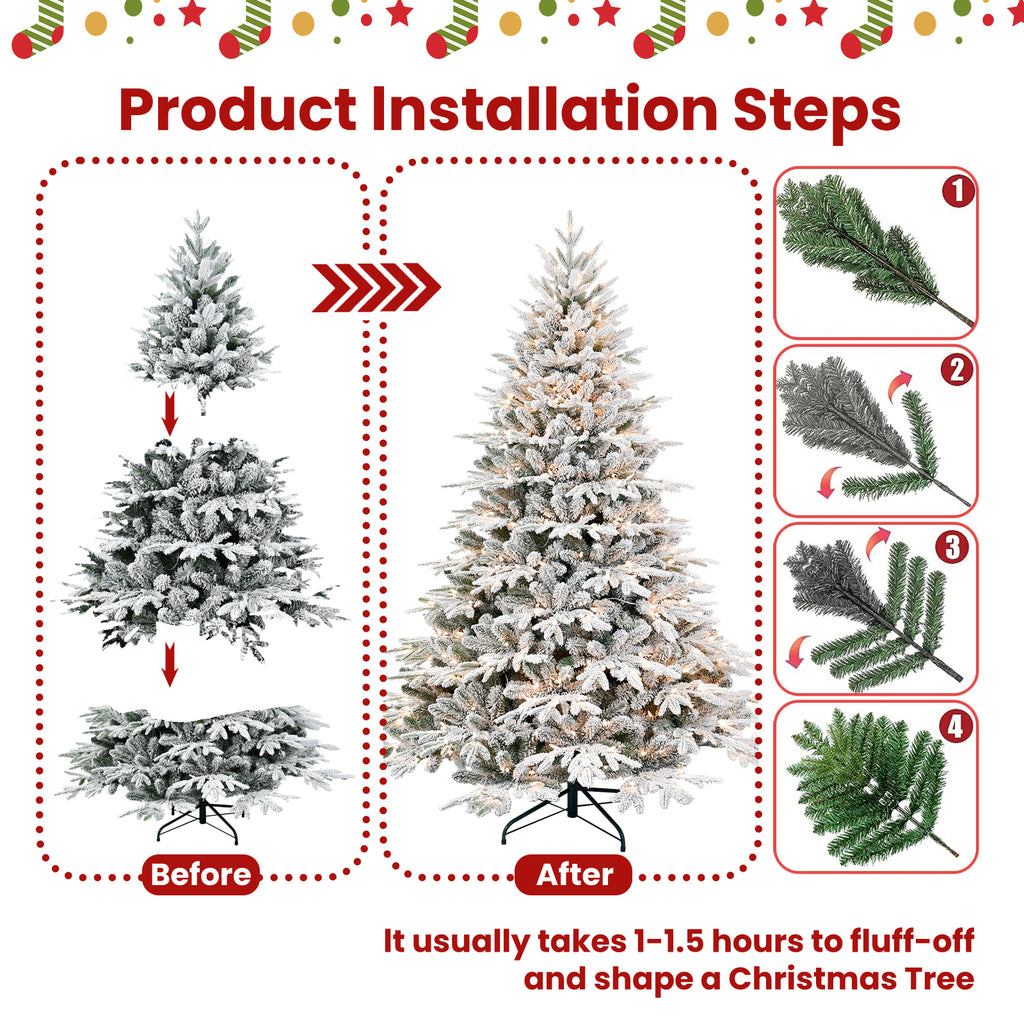 4ft Pre-Lit Flocked Artificial Christmas Tree