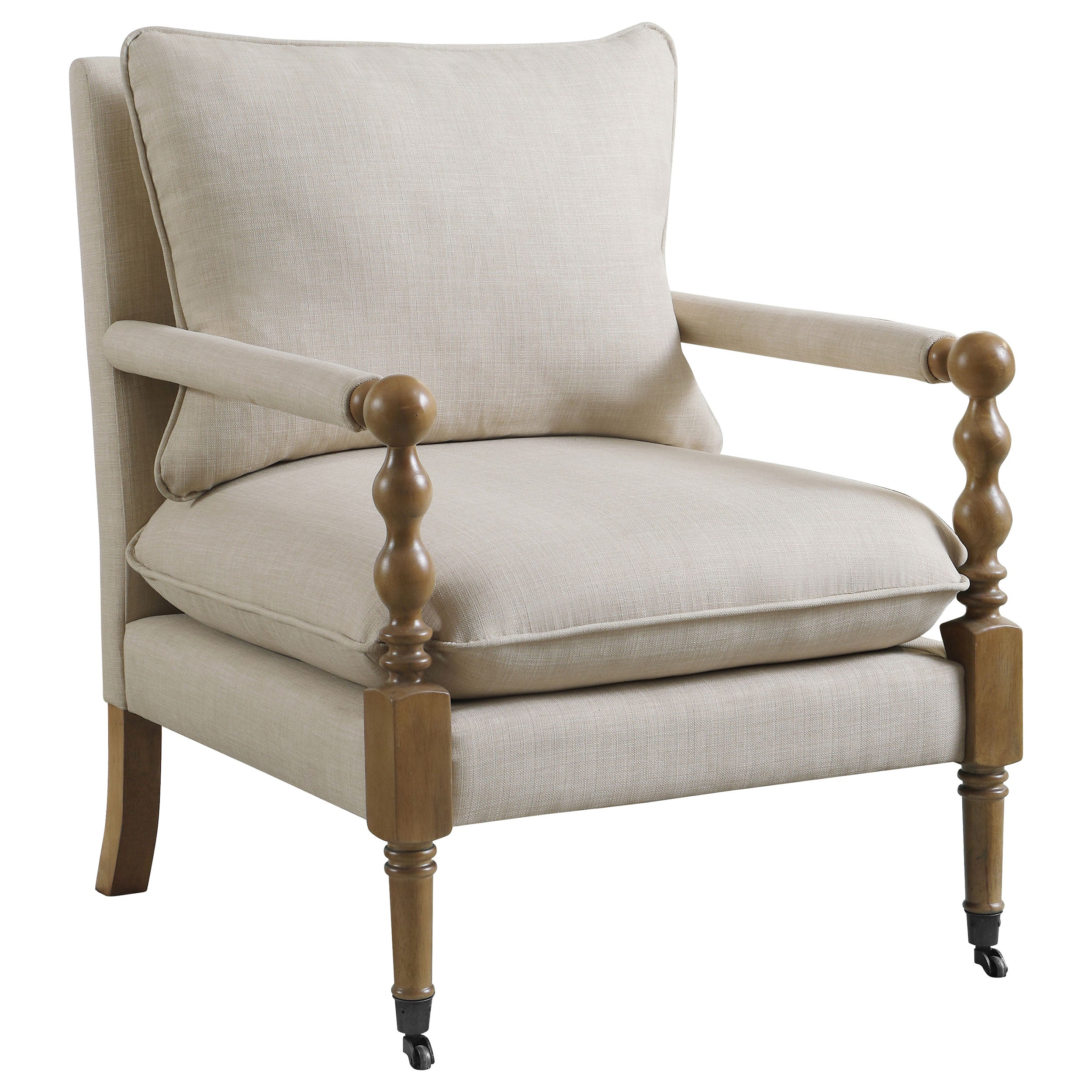 Dempsy Upholstered Accent Chair with Casters Beige-CoasterElevations