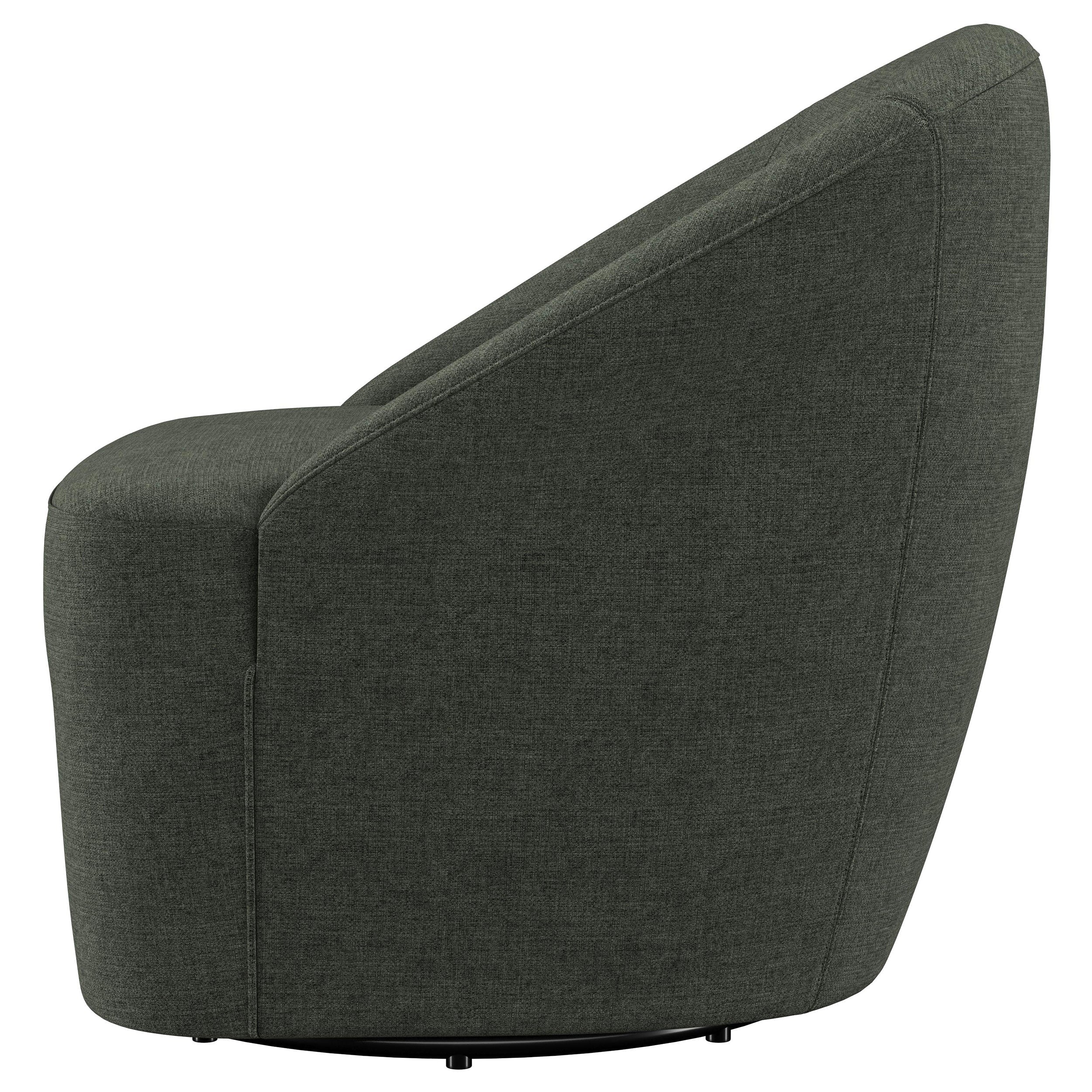 Leon Upholstered Barrel Accent Swivel Chair Hunter Green-
