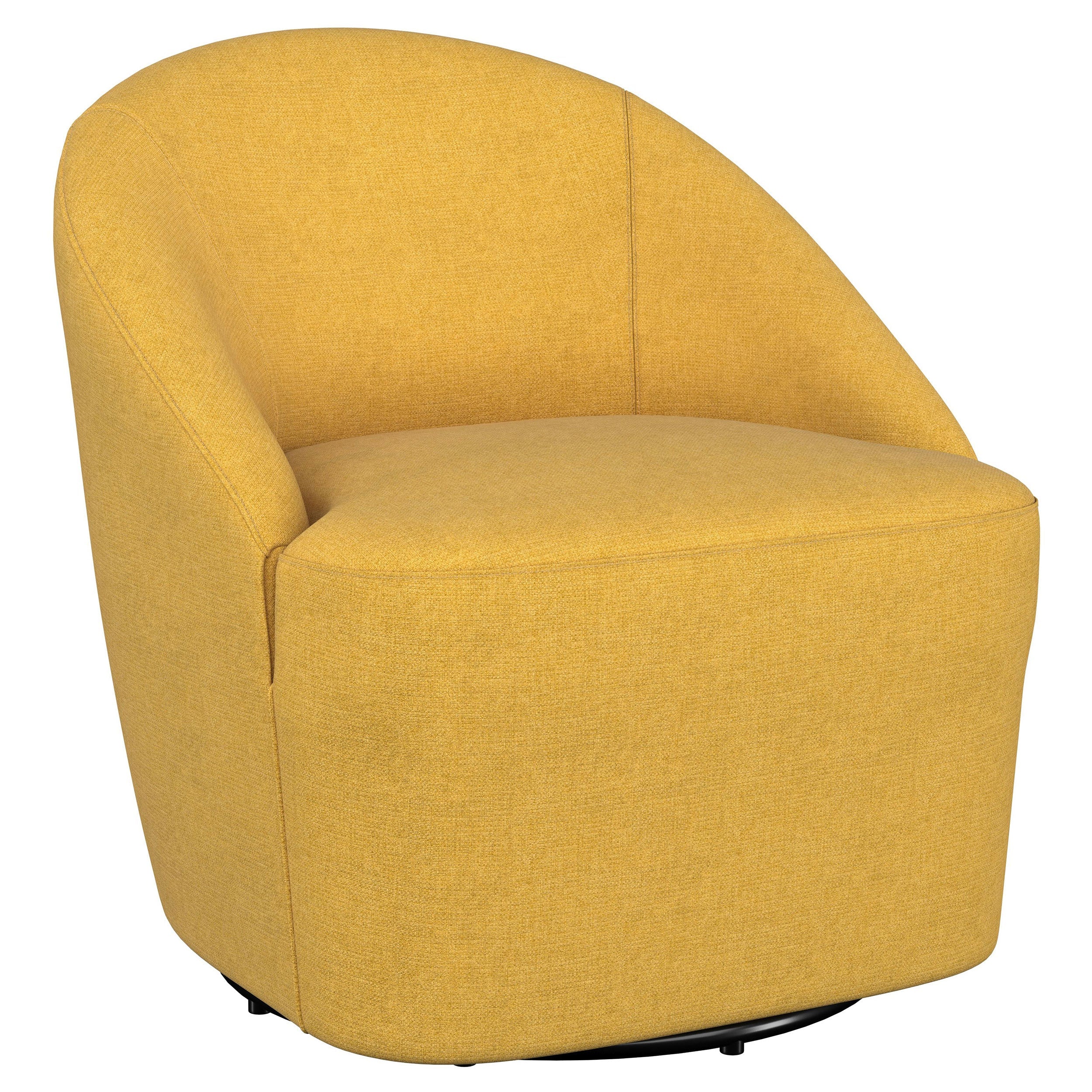 Leon Upholstered Barrel Accent Swivel Chair Mustard Yellow-