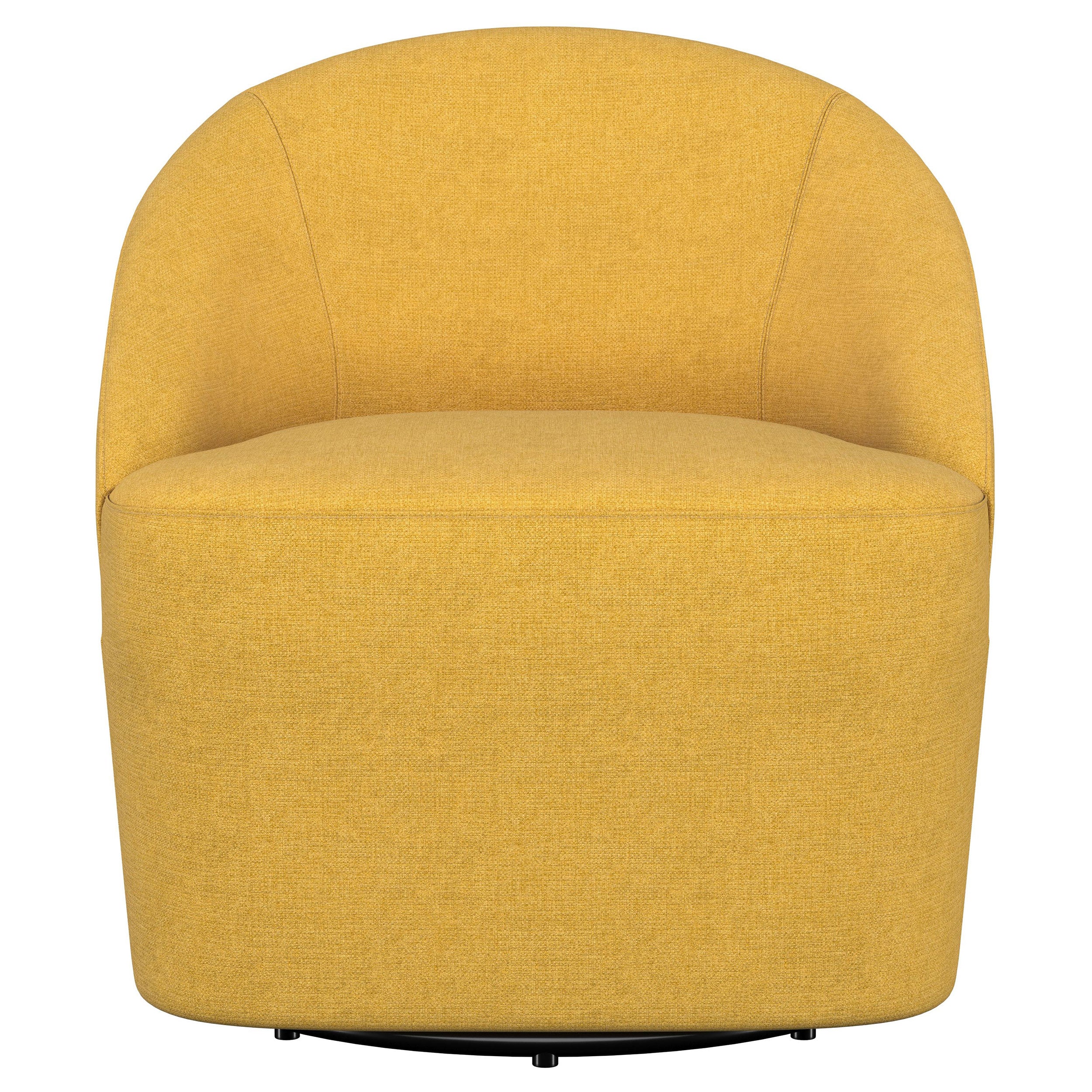 Leon Upholstered Barrel Accent Swivel Chair Mustard Yellow-