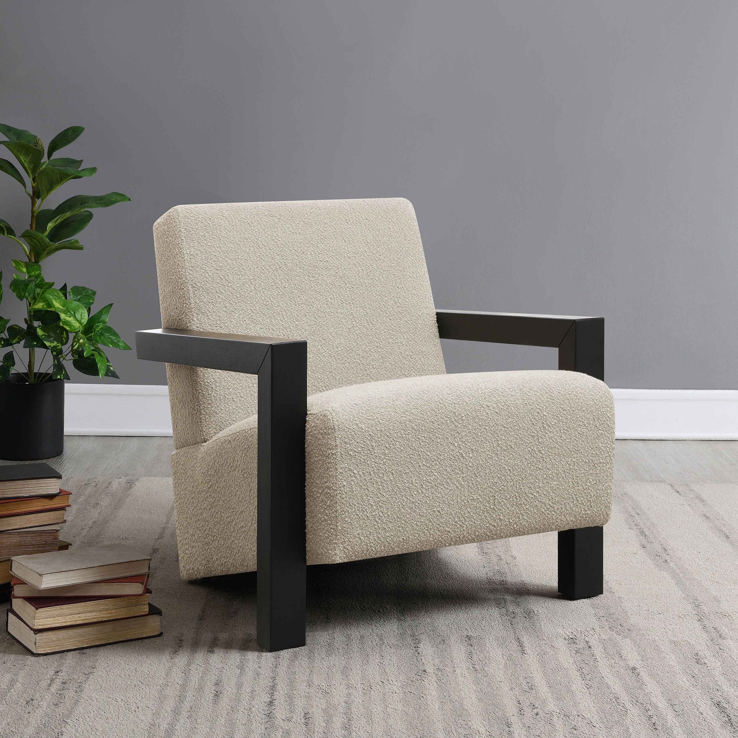 Fitzroy Boucle Upholstered Accent Arm Chair Latte-