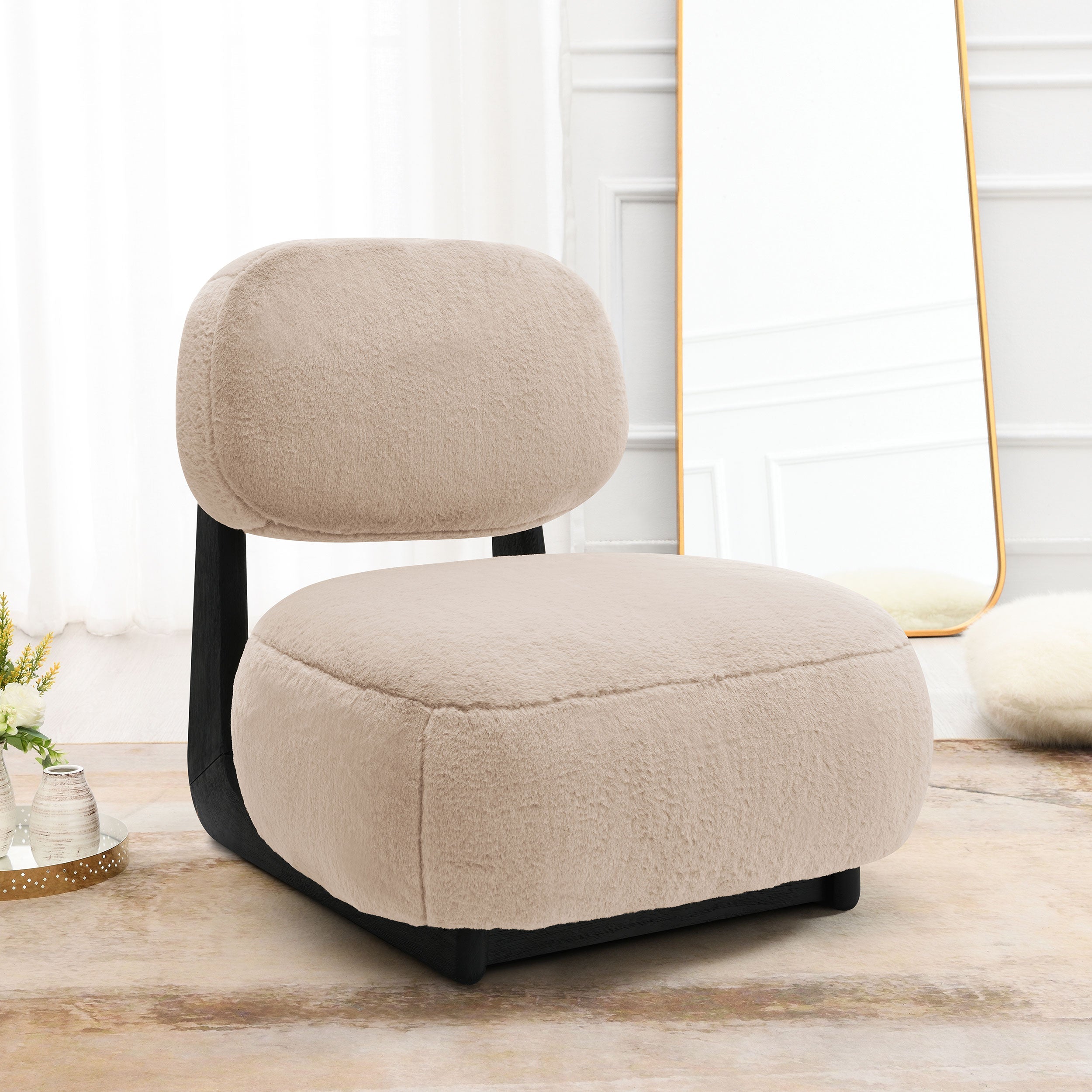Duffie Upholstered Armless Accent Chair Camel-