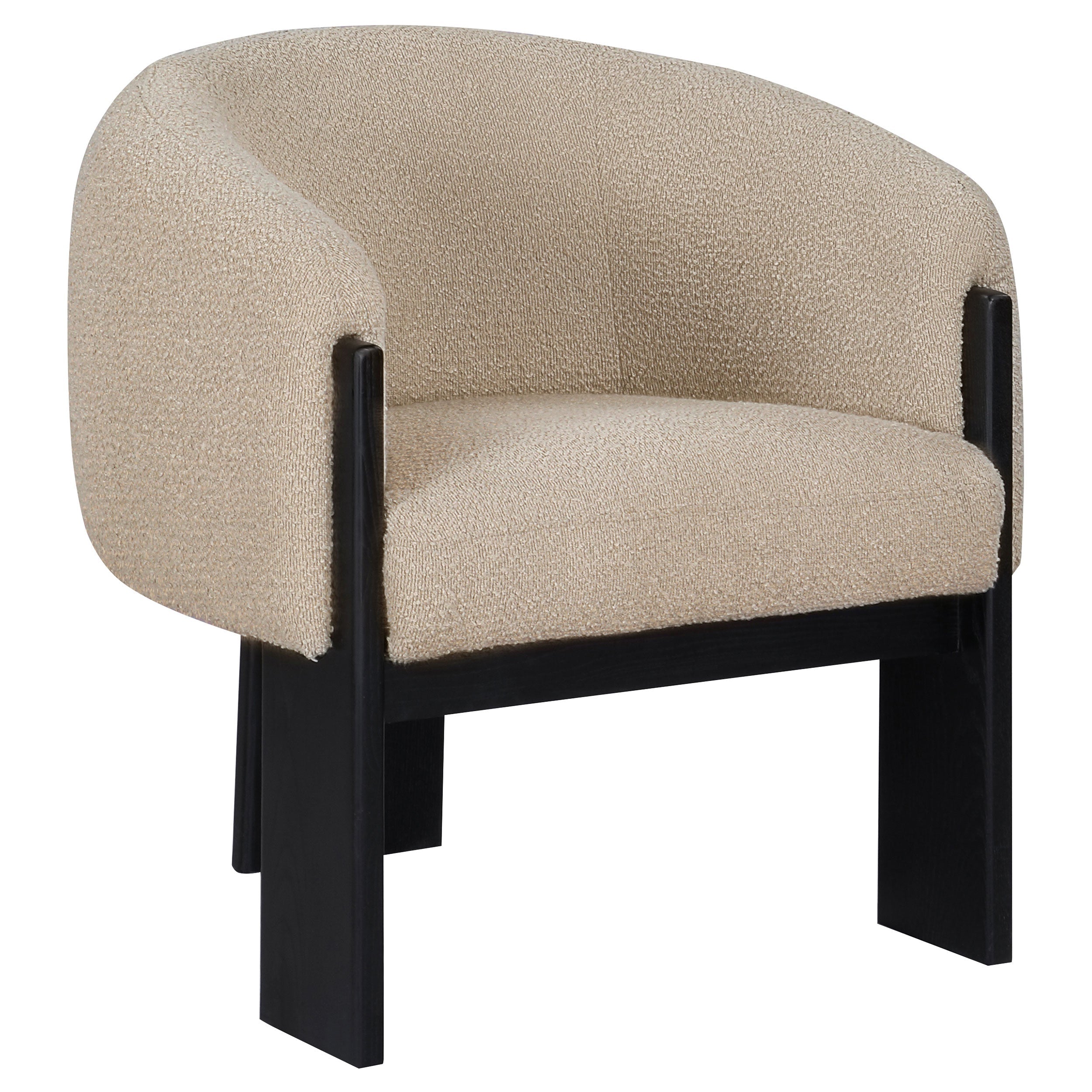 Valdez Boucle Upholstered Barrel Back Accent Chair Beige-