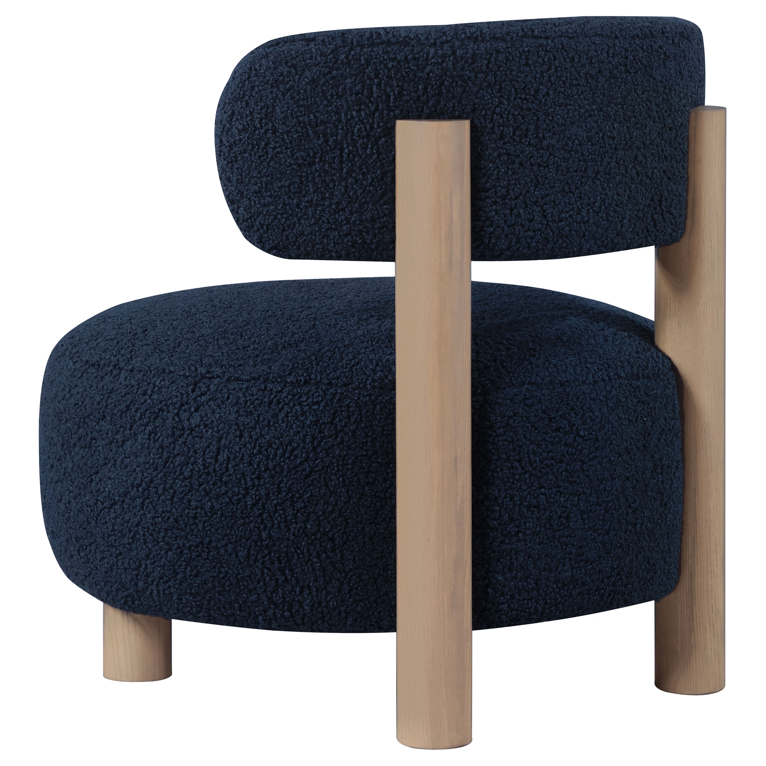 Zonie Boucle Upholstered Barrel Back Accent Chair Blue-