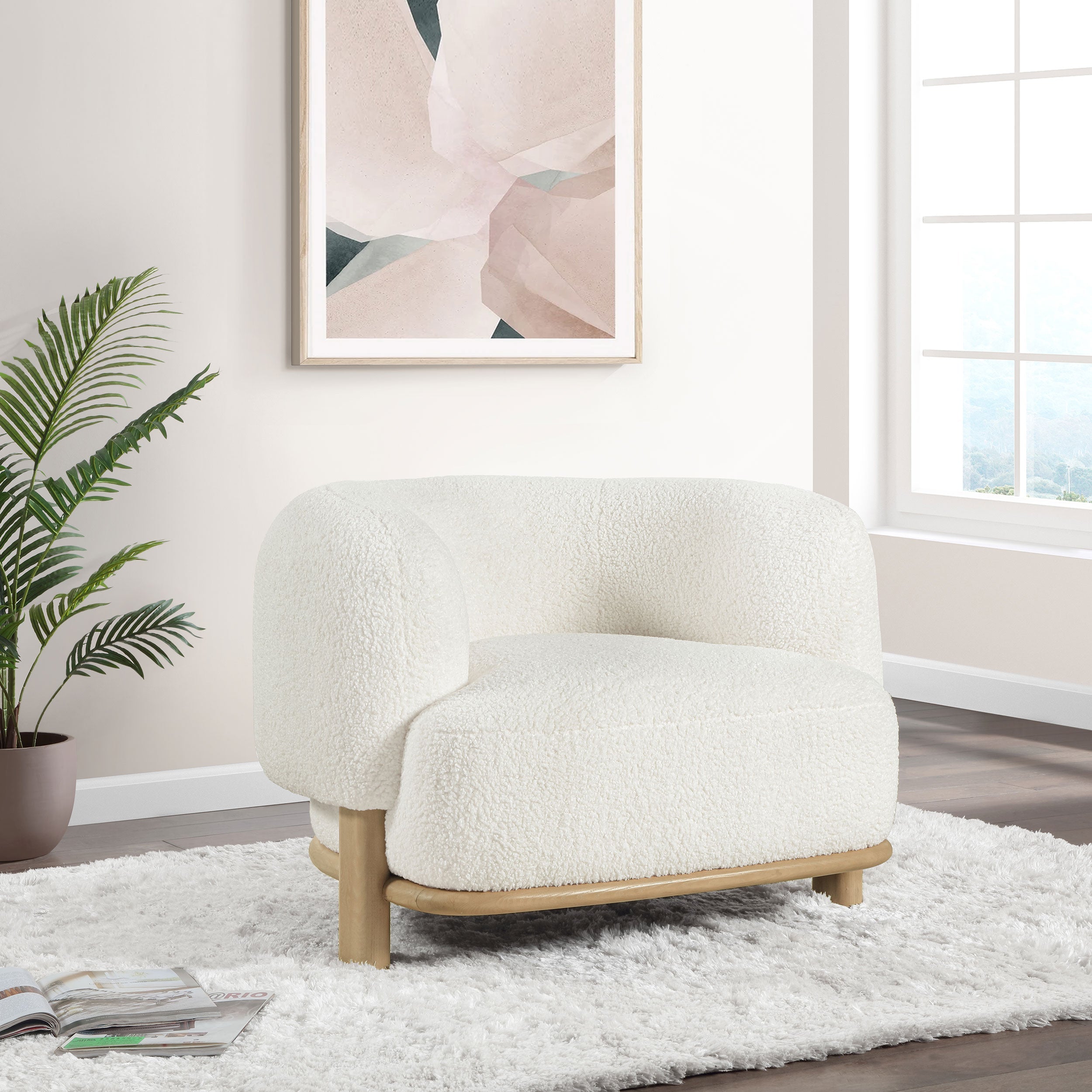 Lawler Upholstered Barrel Back Accent Chair Ivory and Natural-
