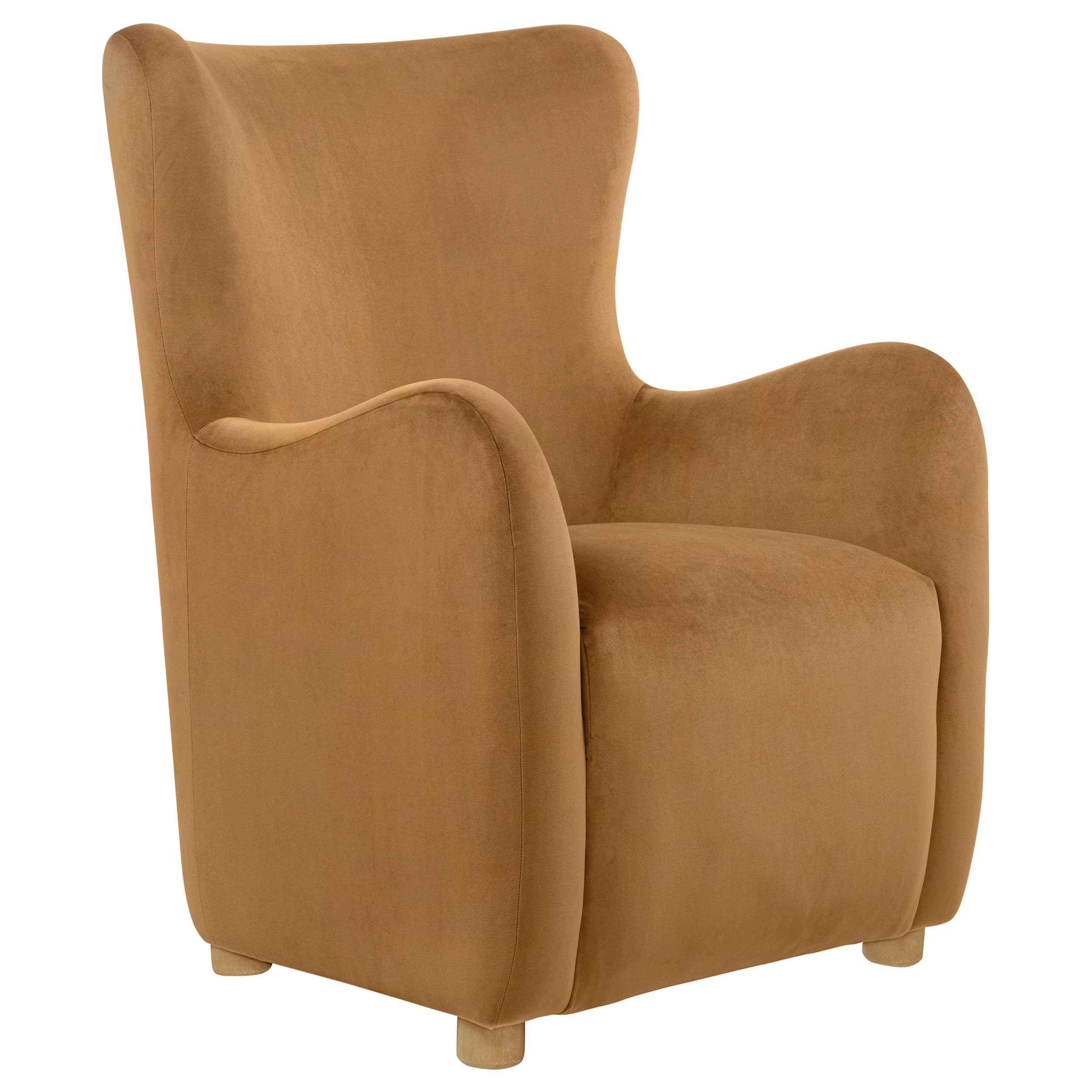 Thornton Velvet Upholstered Wingback Lounge Accent Chair Cognac-