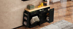TREXM Multi-Functional Storage Sideboard, Trash Can Storage, Black