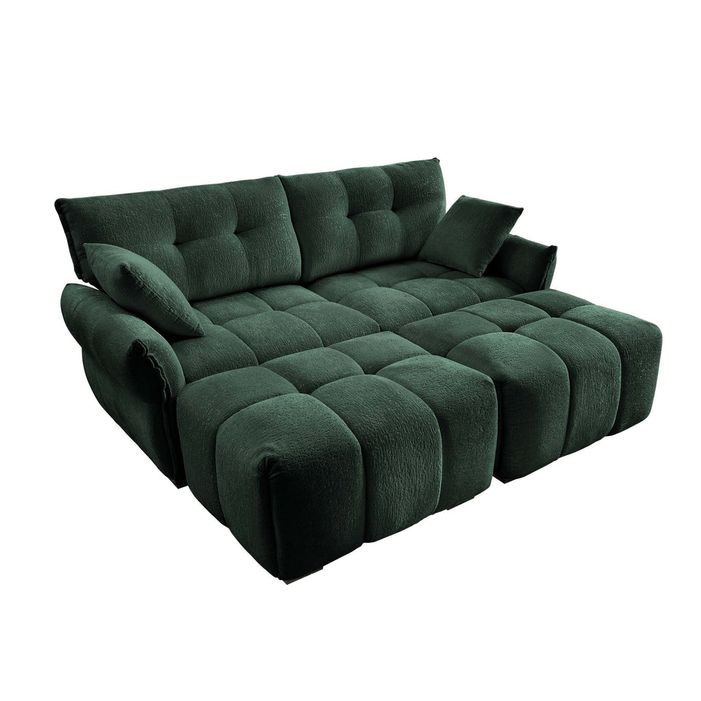 2 Seater Sofa Set with 2 Ottomans and Throw Pillows