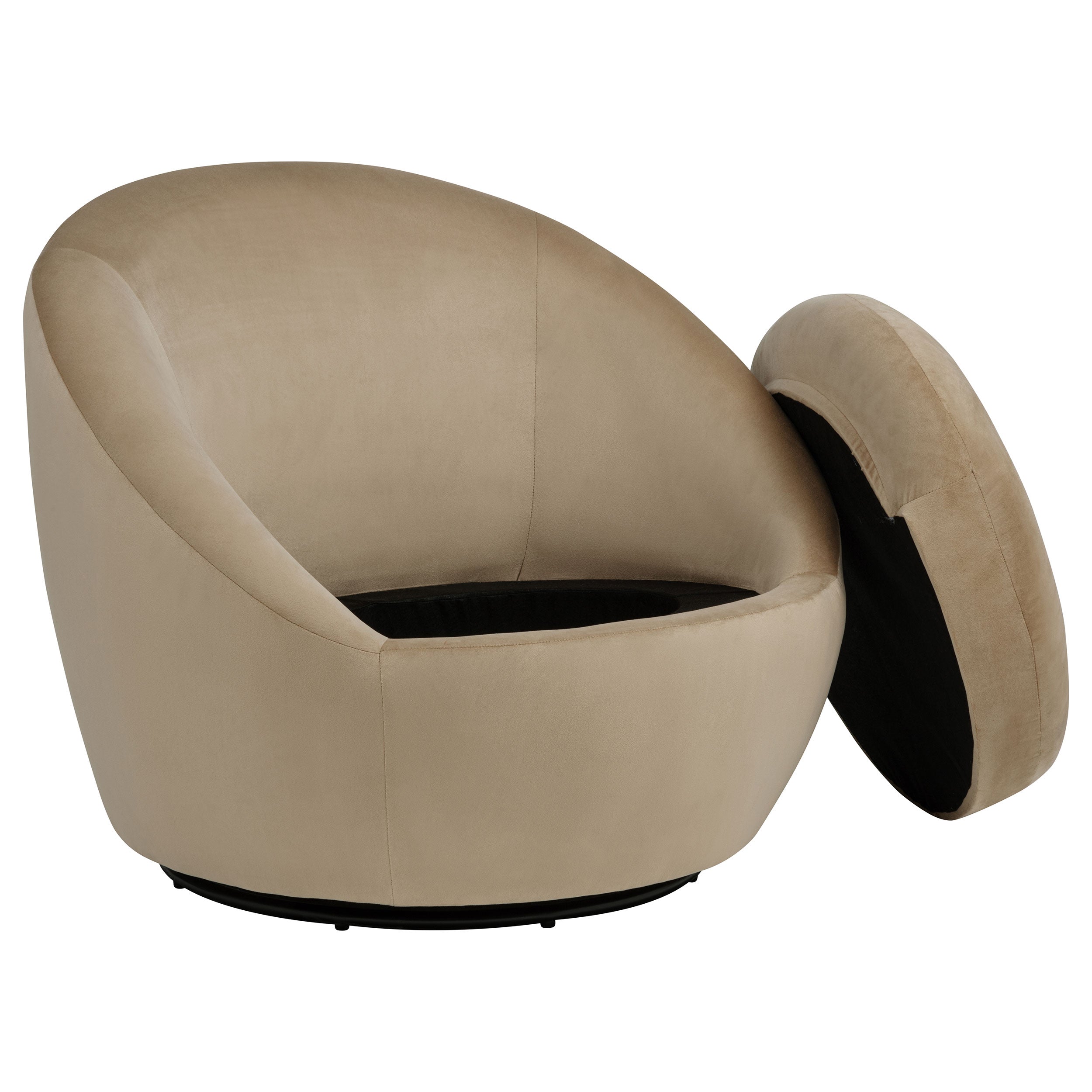 Myernick Velvet Upholstered Swivel Accent Chair Camel-