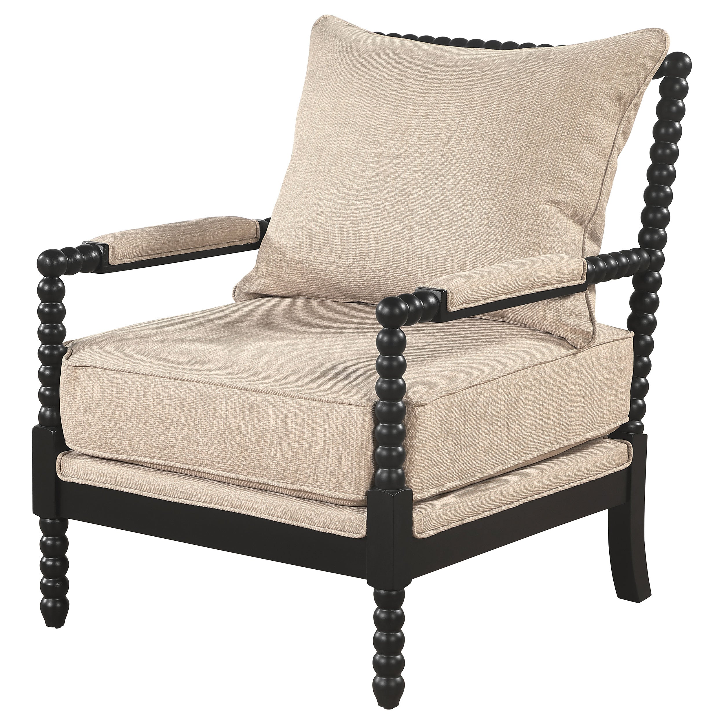 Blanchett Upholstered Bobbin Accent Chair Beige and Black-
