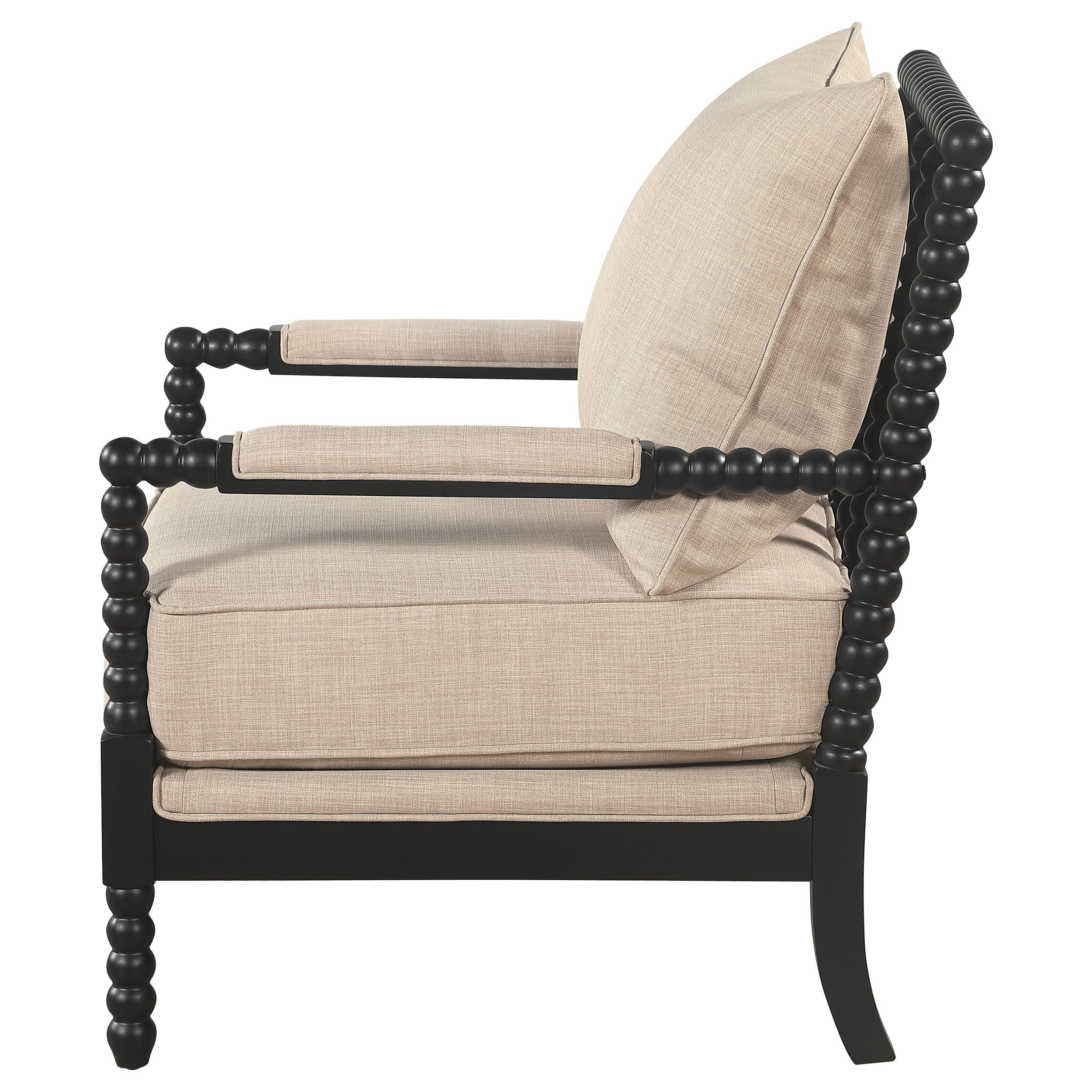 Blanchett Upholstered Bobbin Accent Chair Beige and Black-