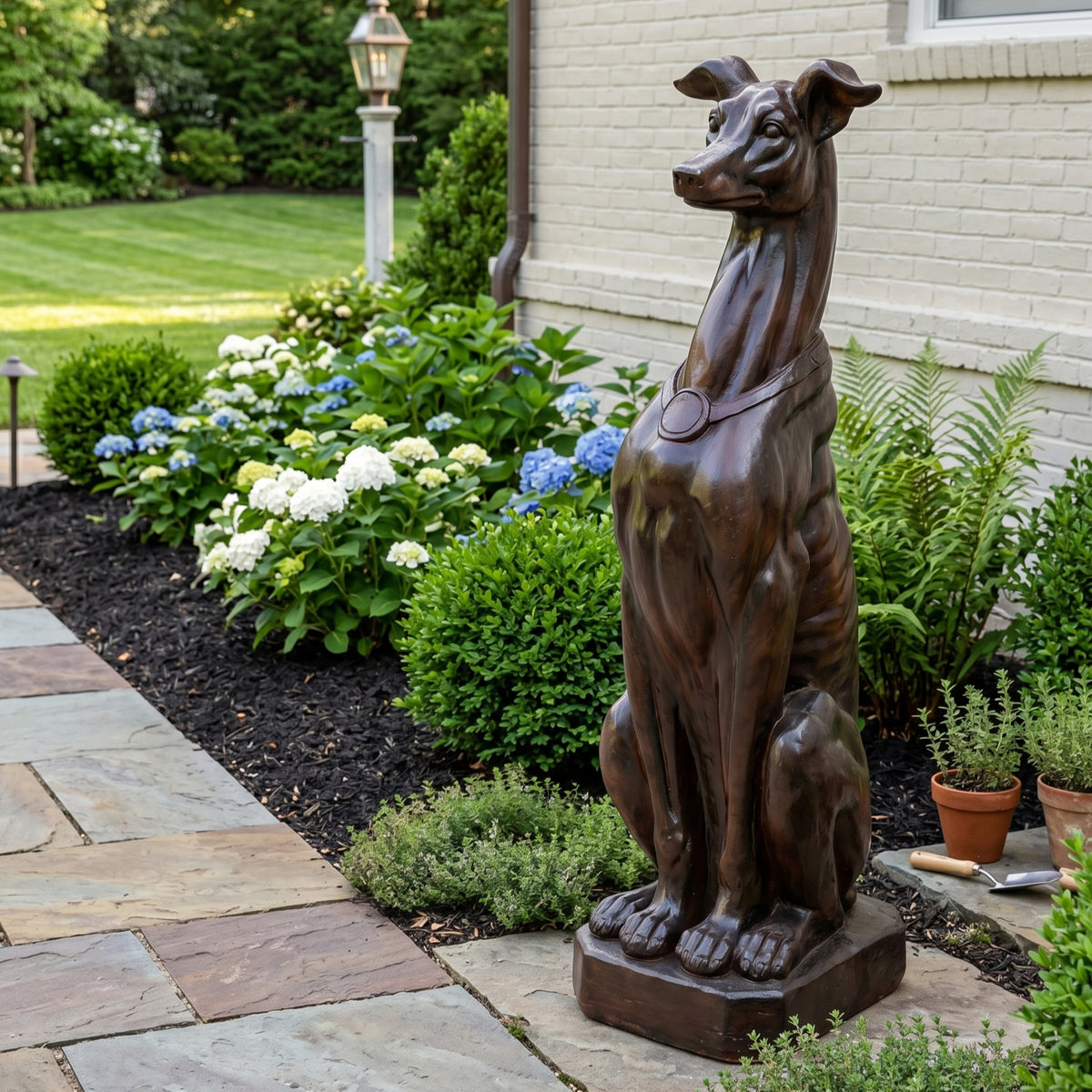Grey Hound Dog Statue