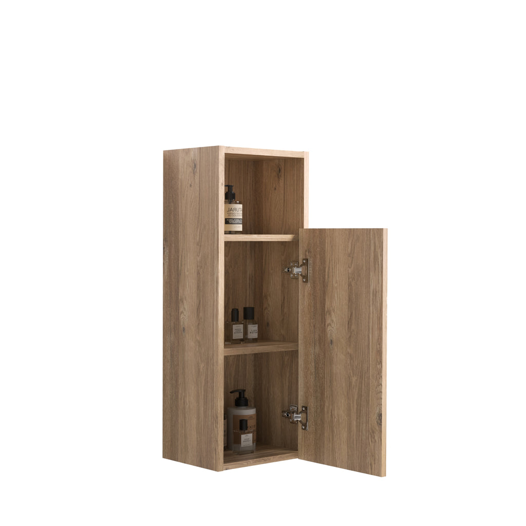 Rough Oak Floating Bathroom Cabinet, 12-Inch Wall-Mounted Storage