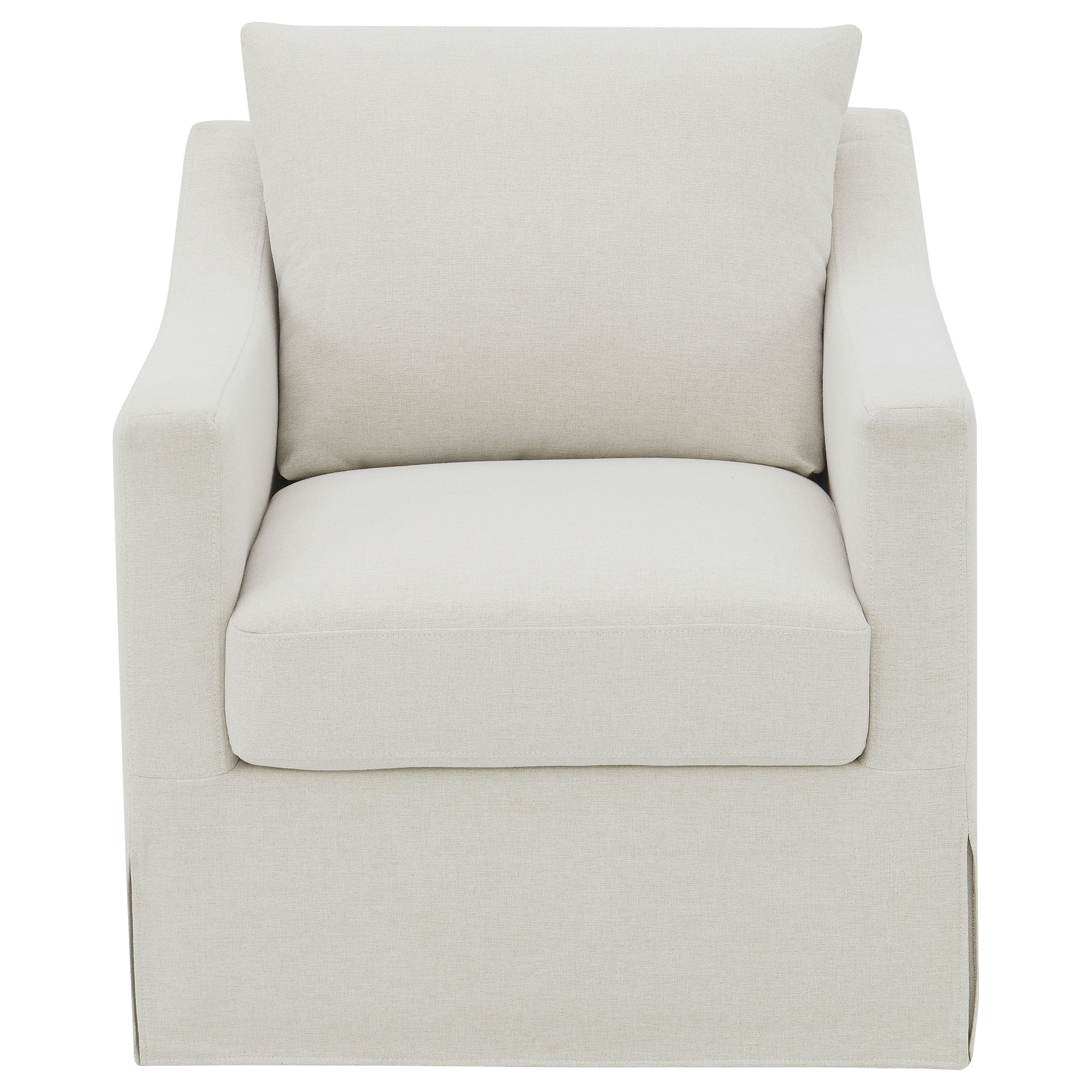 Winter Upholstered Sloped Arm Accent Swivel Chair Beige-