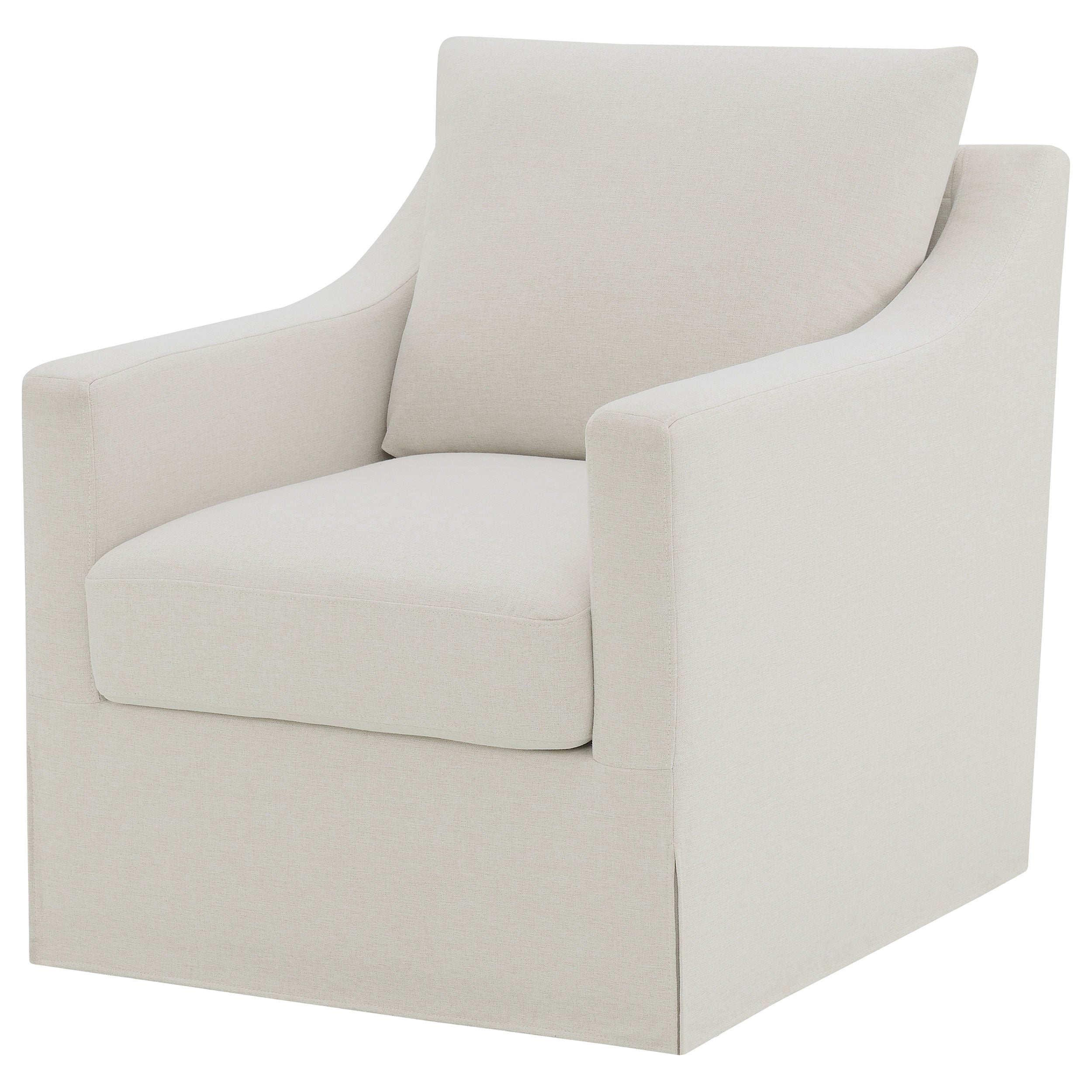 Winter Upholstered Sloped Arm Accent Swivel Chair Beige-
