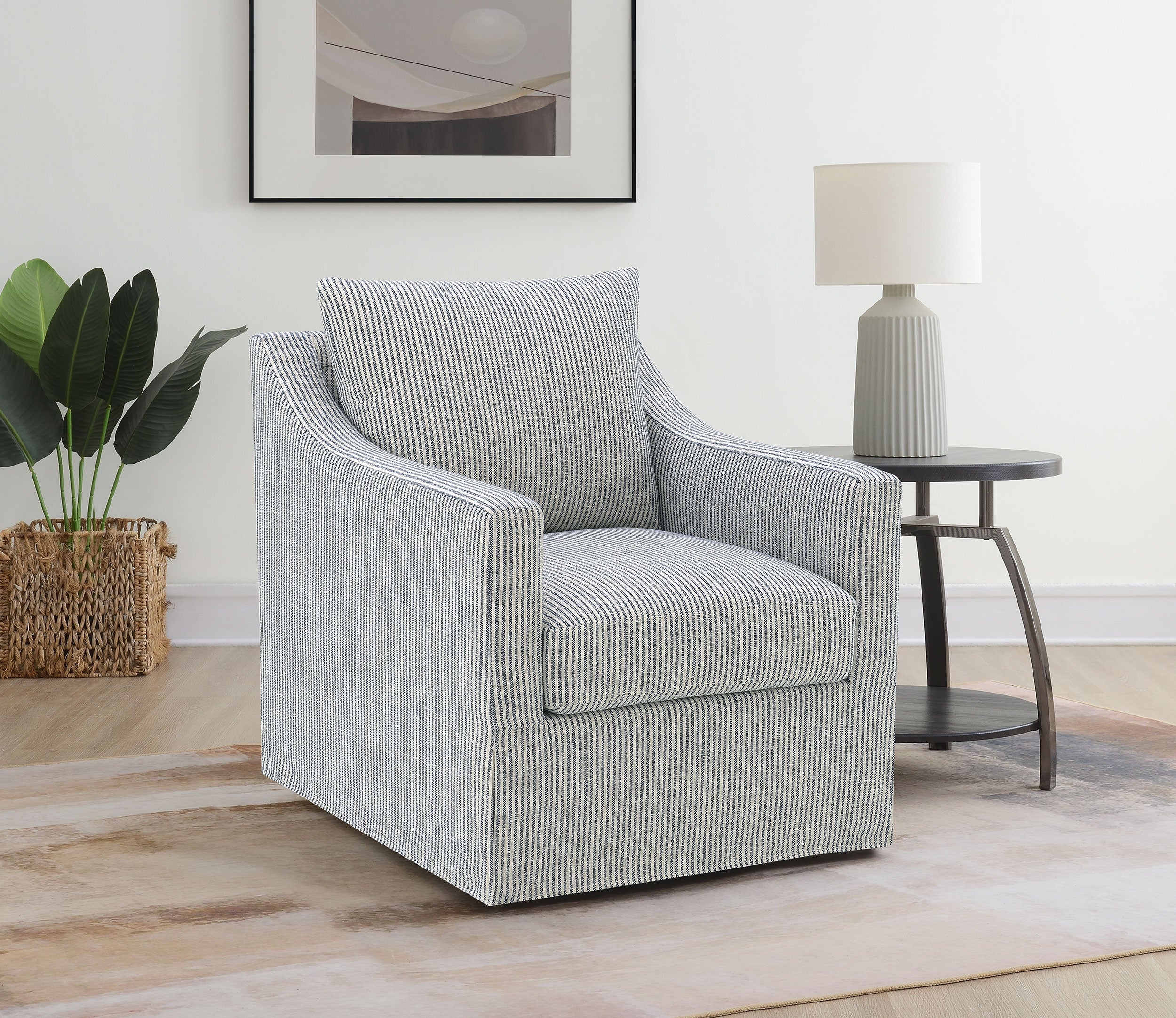 Winter Upholstered Sloped Arm Accent Swivel Chair Grey-