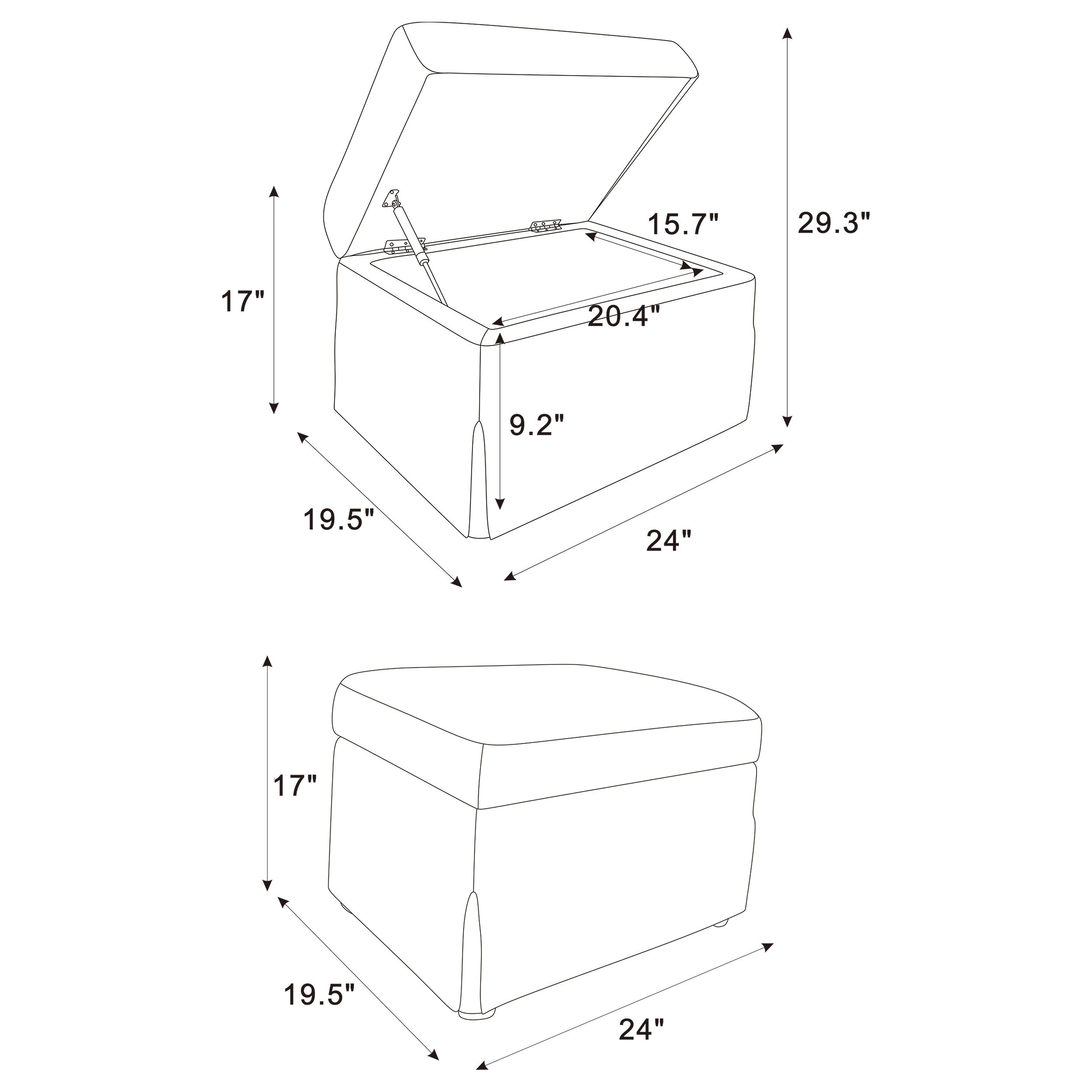 Winter Upholstered Hydraulic Lift Top Storage Ottoman Grey-