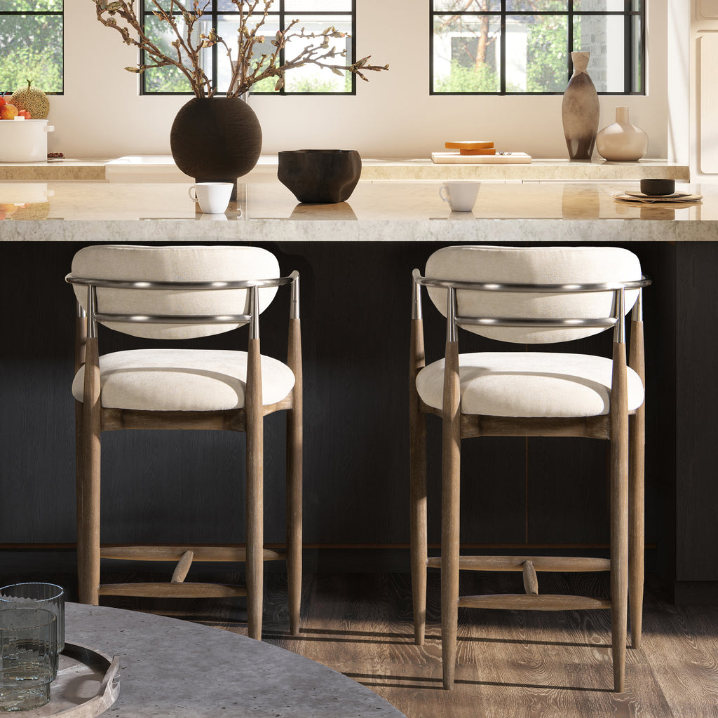 Artemis 26-Inch Counter Stool, Chenille Upholstered, White