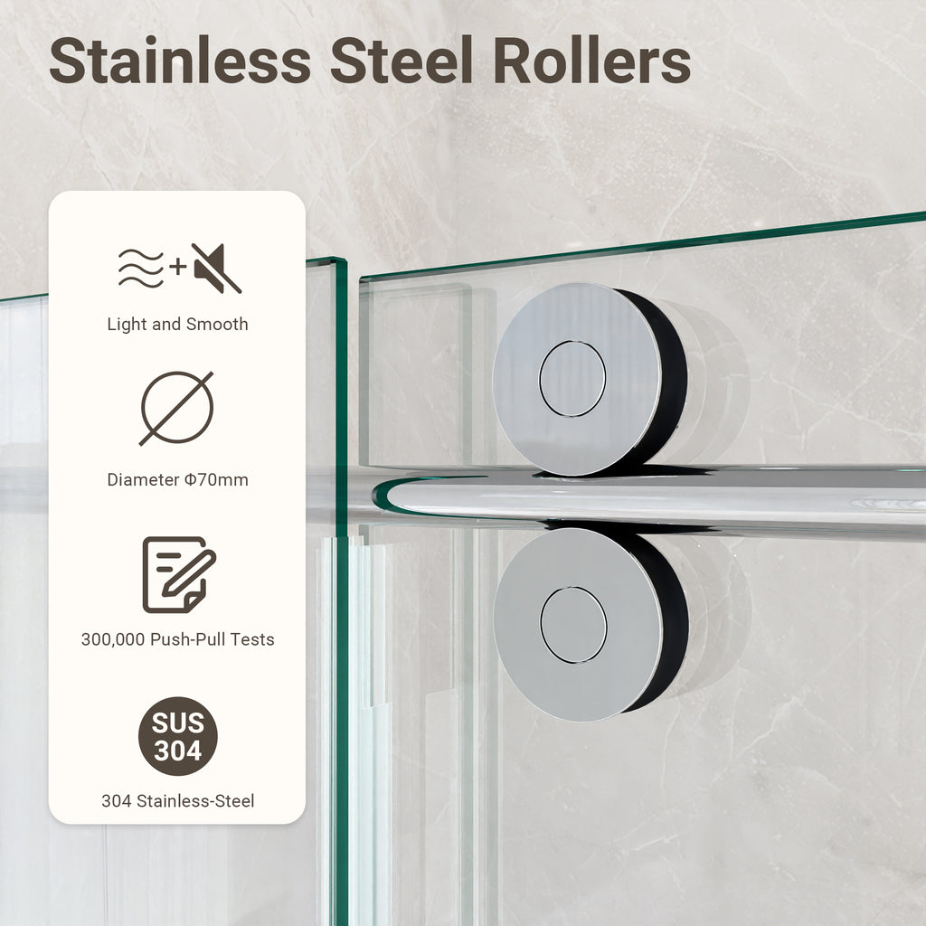 Frameless Single Sliding Shower Door – 5/16" Clear Tempered Glass