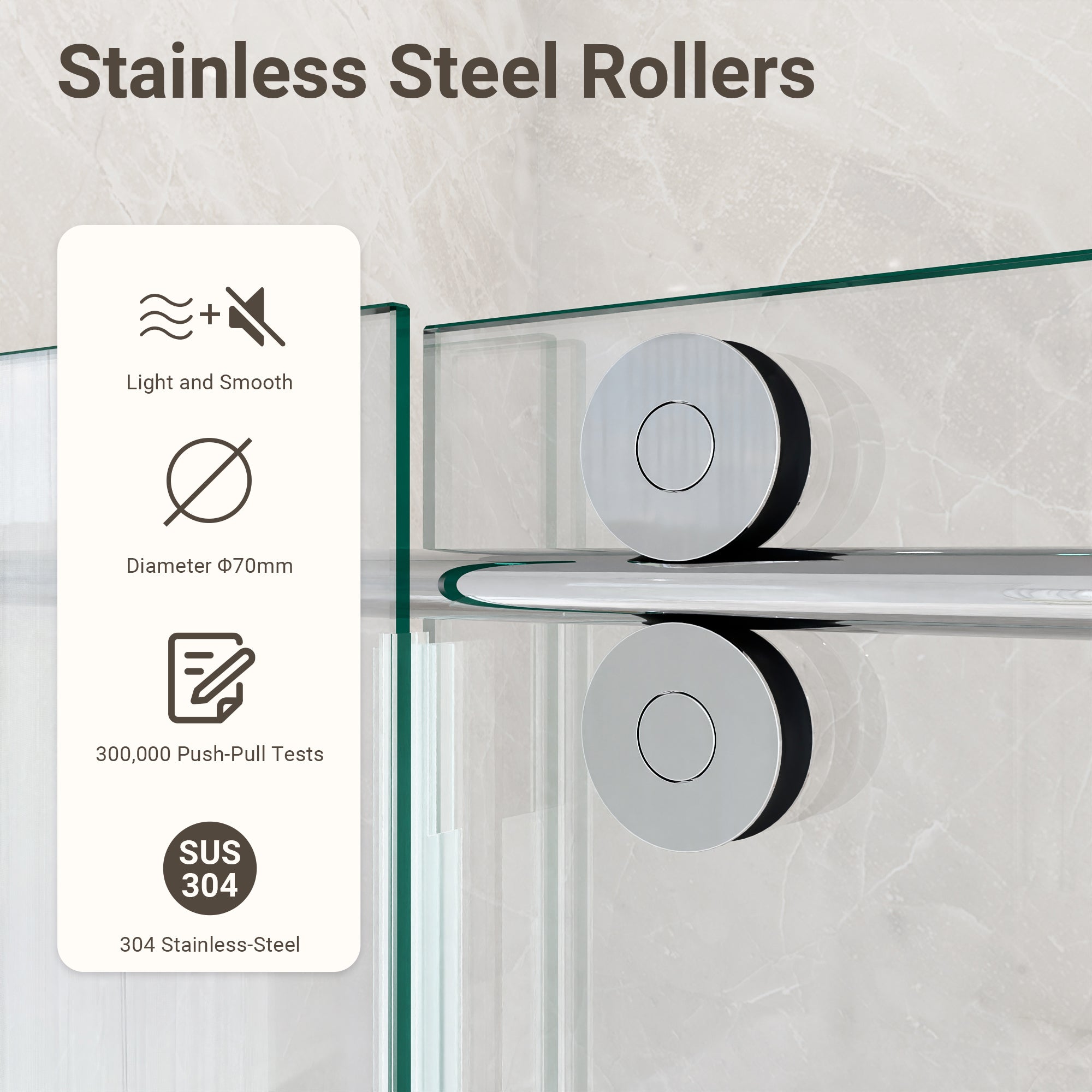 Frameless Single Sliding Shower Door – 5/16" Clear Tempered Glass