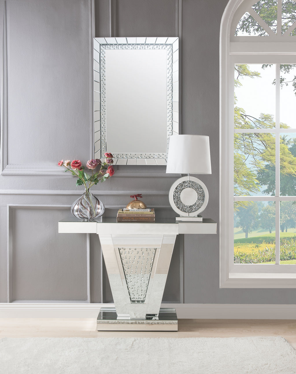 Nysa Mirrored & Faux Crystals Accent Mirror