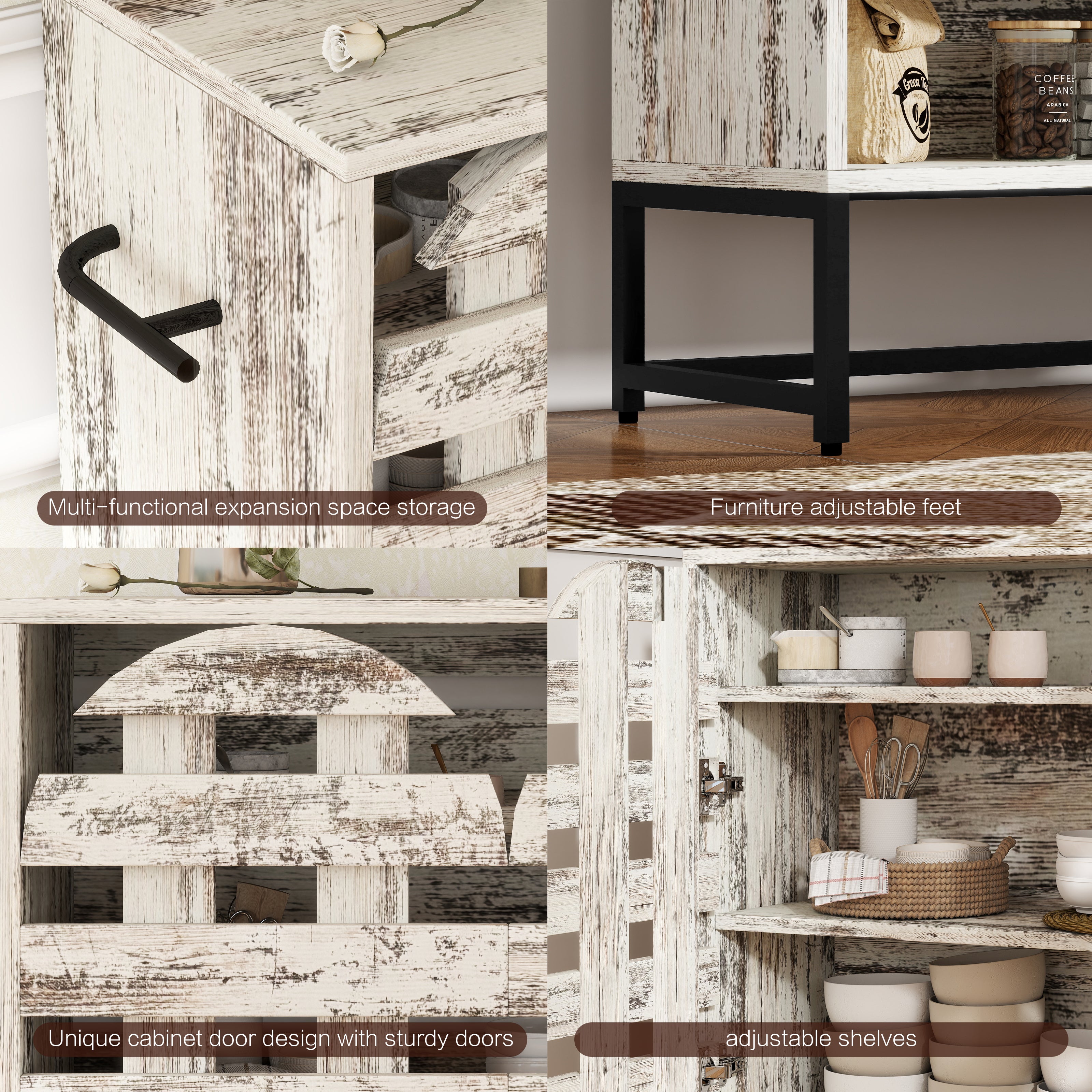 44.3" Farmhouse Sideboard Cabinet with Storage