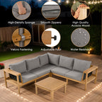 4 Pieces Outdoor Acacia Wood Sofa Set