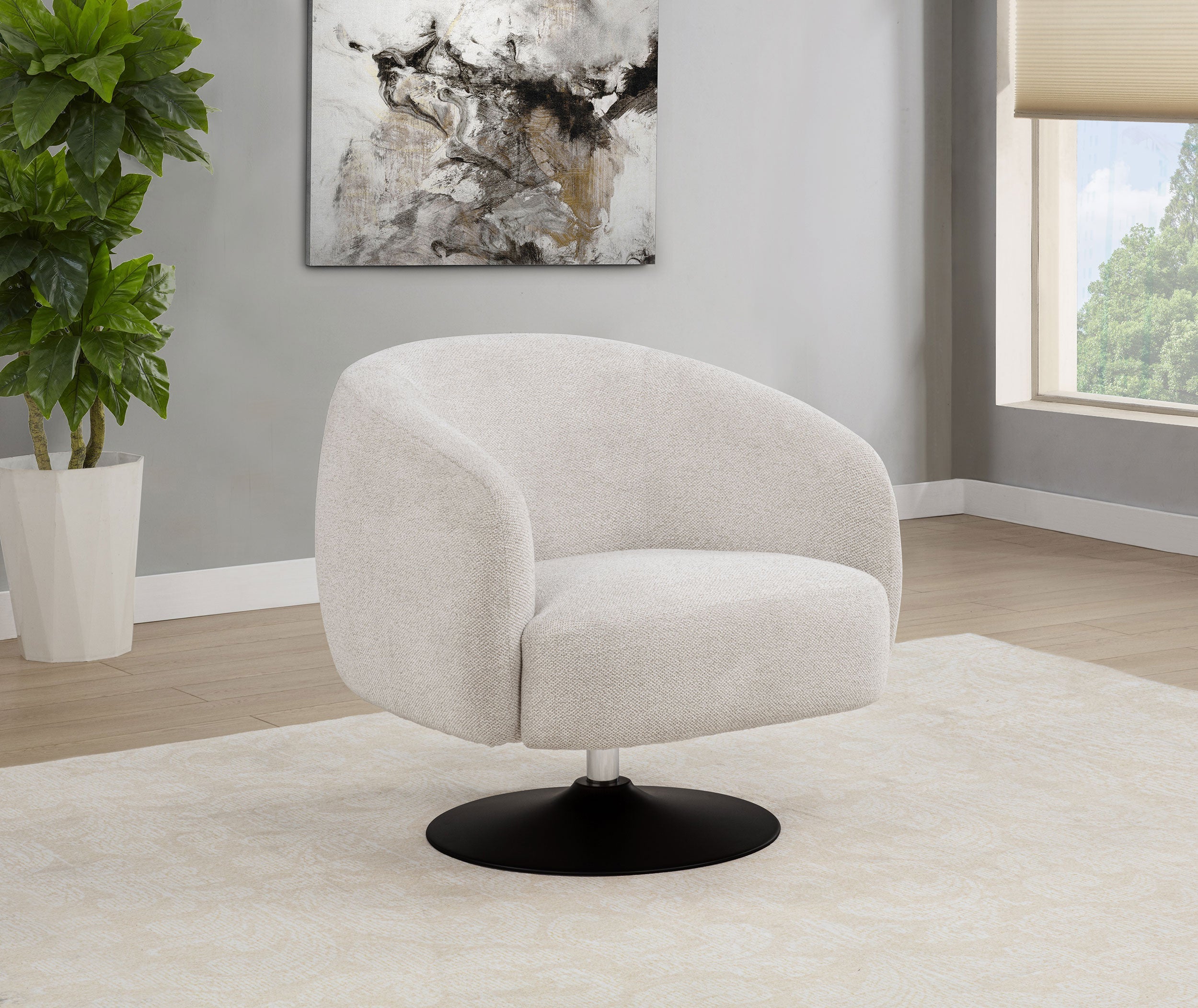 Dave Upholstered Barrel Back Swivel Club Chair Beige-CoasterElevations