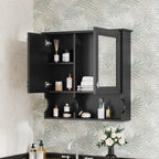 30 Inch Mirror Medicine Cabinet with Open Shelves