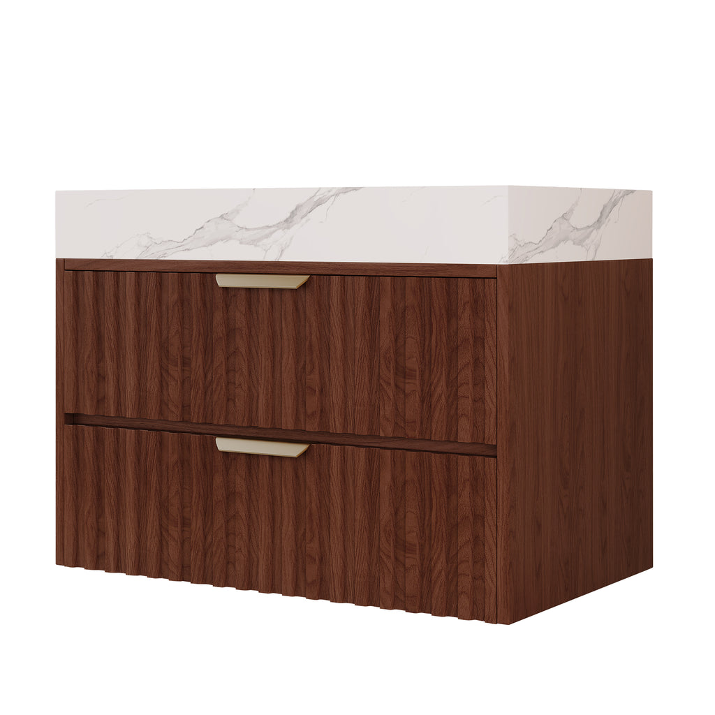30" Modern Floating Bathroom Vanity with Seamless Sintered Stone Top