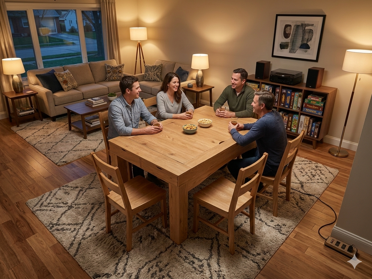 Gaming Table with Removable Top for 4-6 Players
