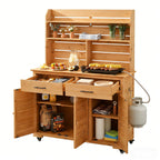 TOPMAX 65''H Large Garden Potting Bench with Lockable Wheel