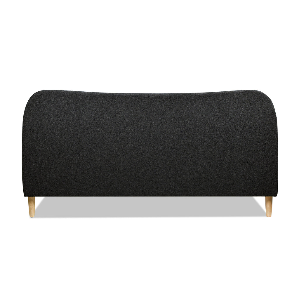 Roman Curved Headboard Upholstered Platform Bed, King, Ebony